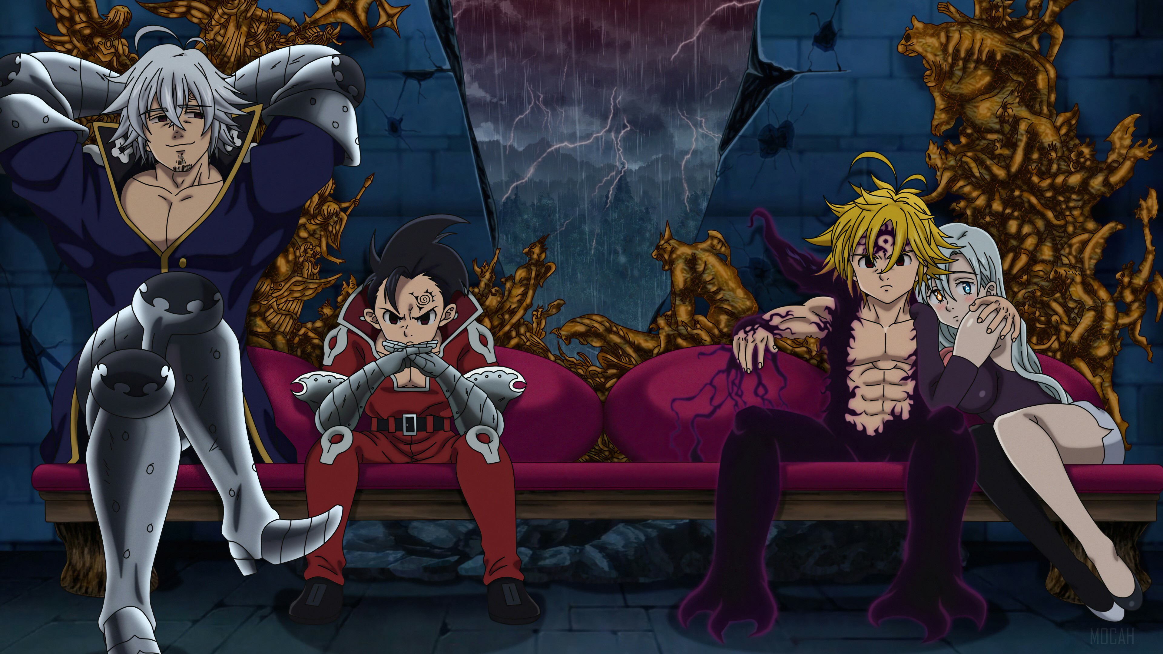 The Seven Deadly Sins, 4K wallpaper, Intriguing character designs, Dark fantasy aesthetic, 3840x2160 4K Desktop