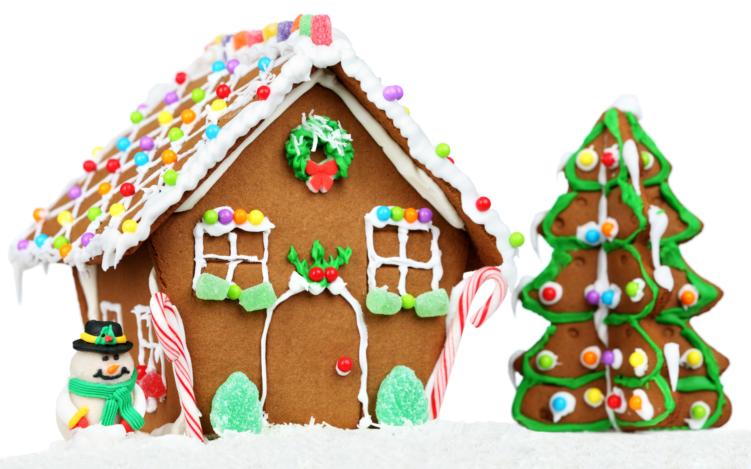 Candy canes, Gingerbread House Wallpaper, 2560x1600 HD Desktop