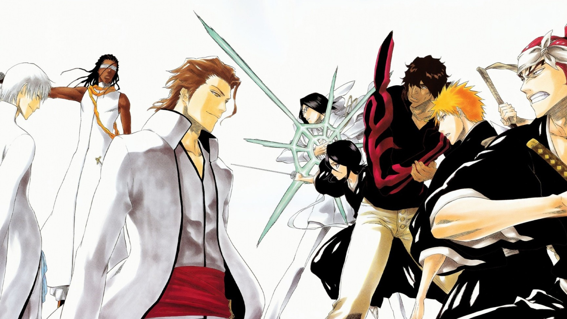 Sosuke Aizen, Ichigo Kurosaki, Gin Ichimaru, Kaname Tosen, Renji Abarai, Full HD Desktop wallpaper
