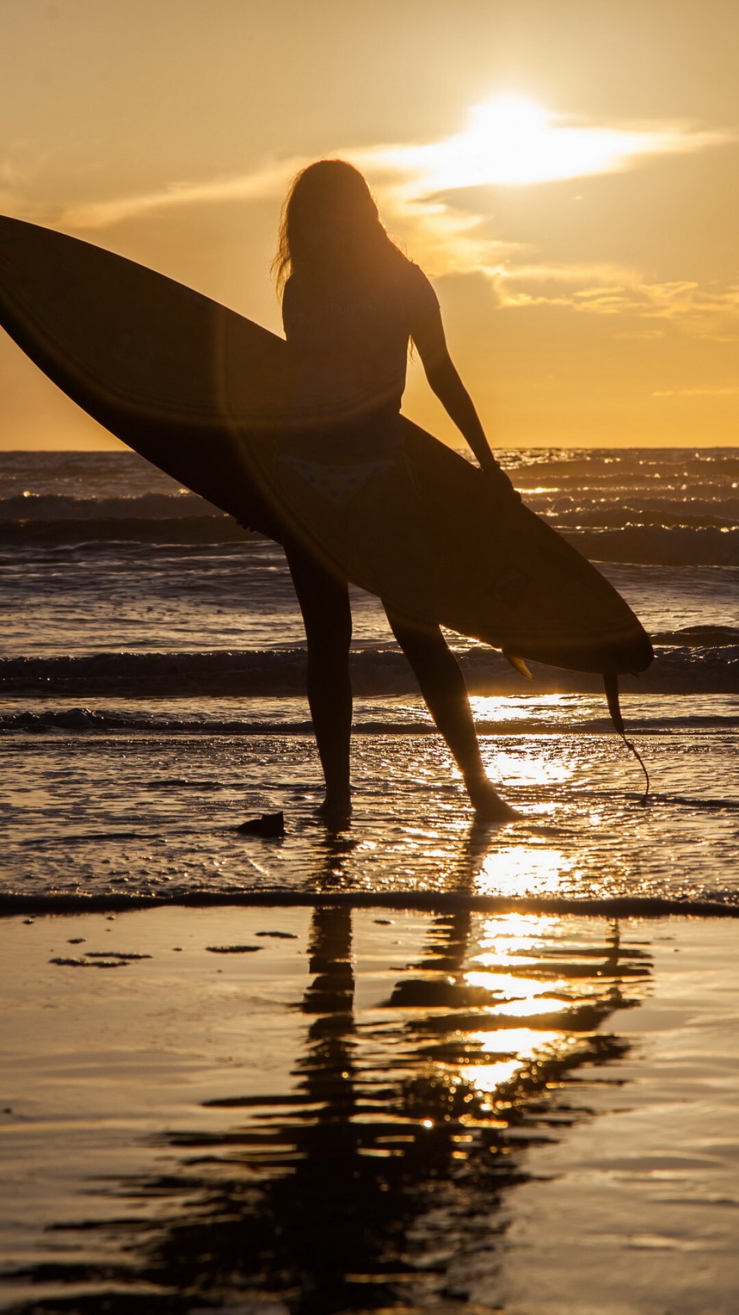 Girl Surfing, Powerful Waves, Ocean Sport, 1080x1920 Full HD Phone