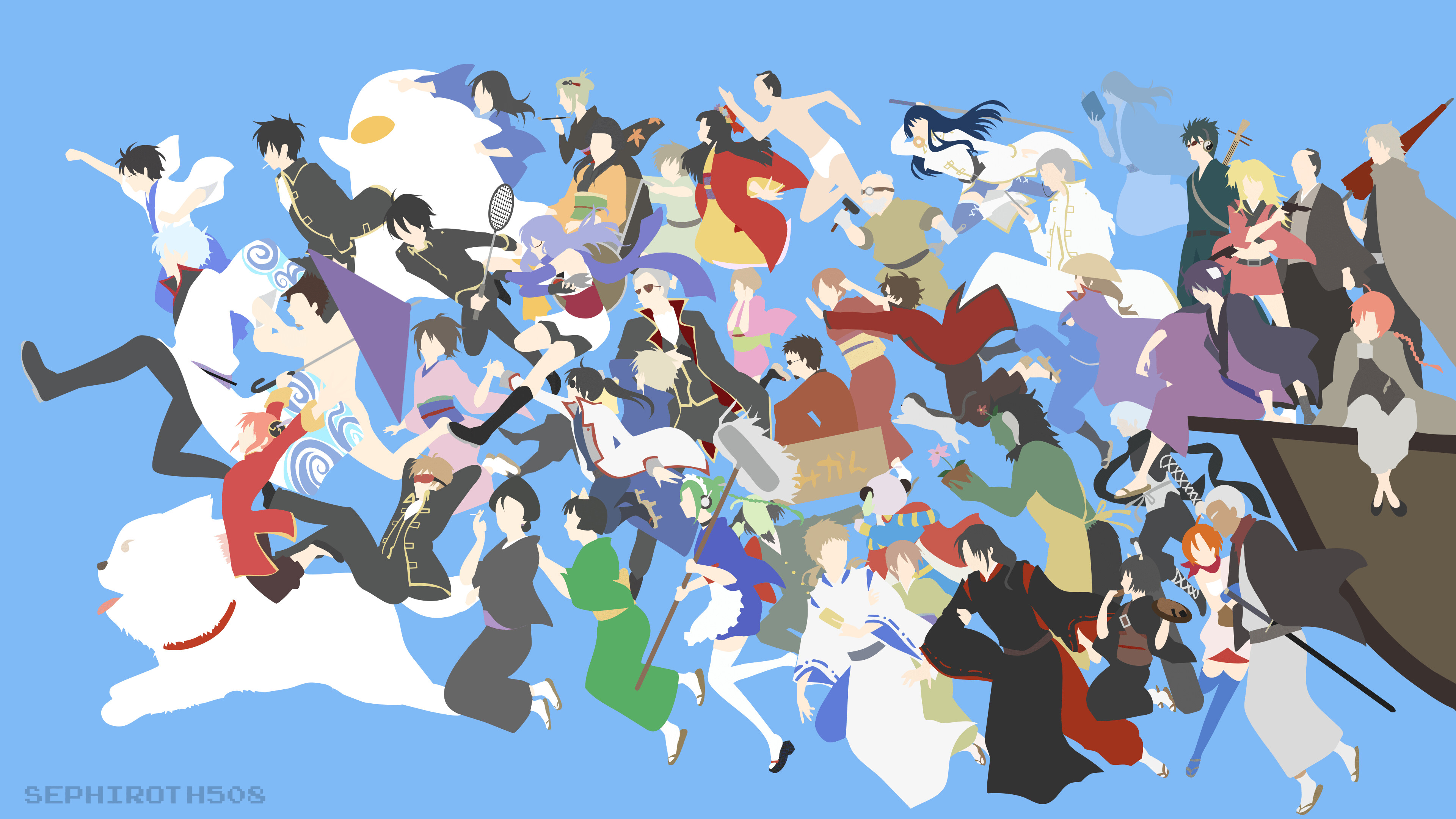 Gintoki Sakata, Minimalistic wallpapers, Clean design, Gintama aesthetic, 3840x2160 4K Desktop