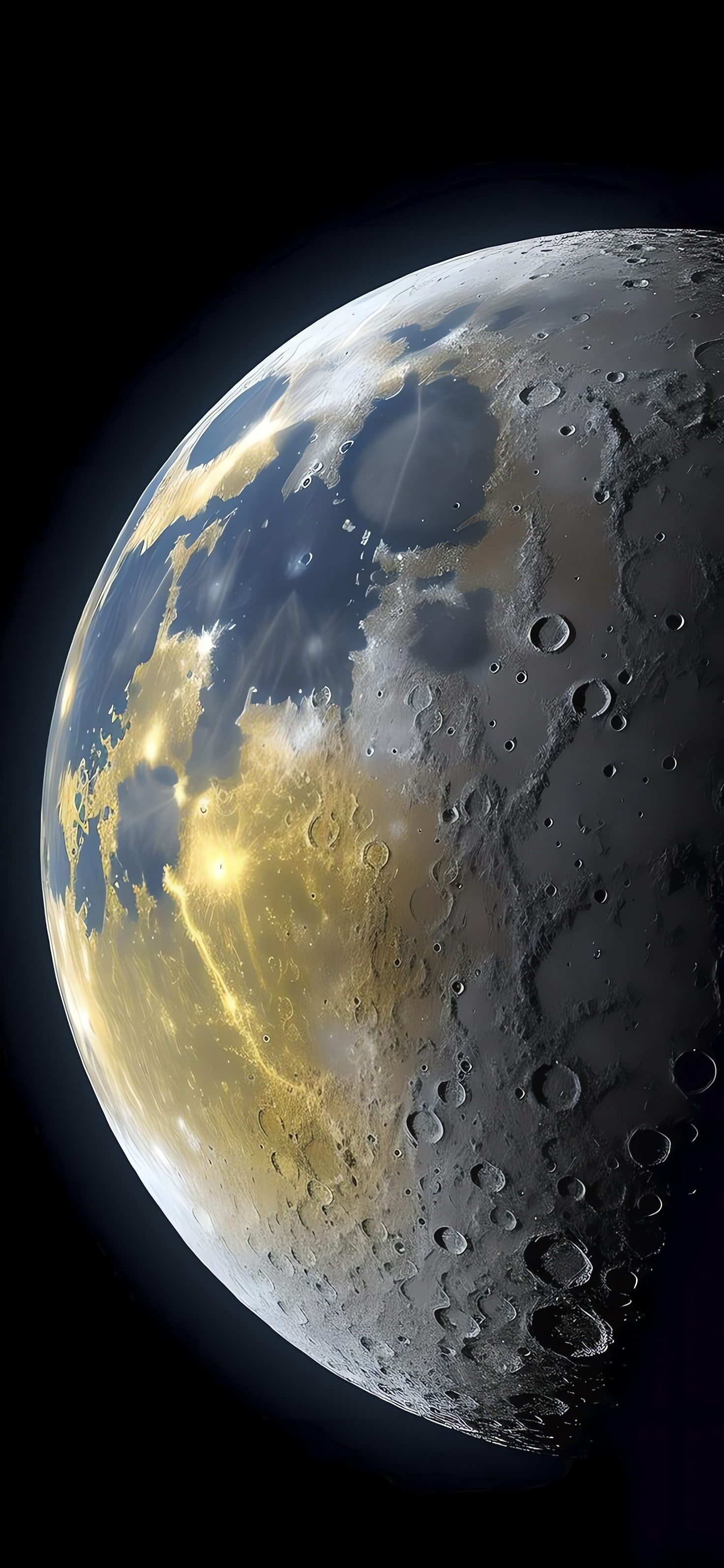Moon Surface Wallpaper, Space Landscape, Lunar Craters, HD, AI