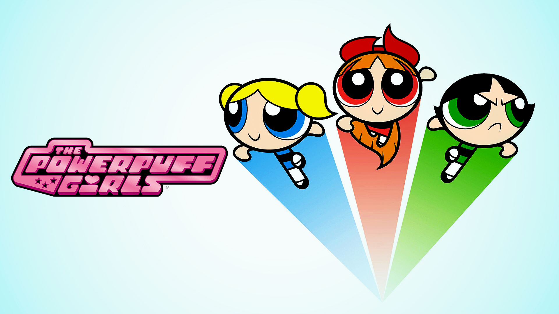 Blossom, Bubbles, Buttercup, The Powerpuff Girls logo, Full HD Desktop wallpaper