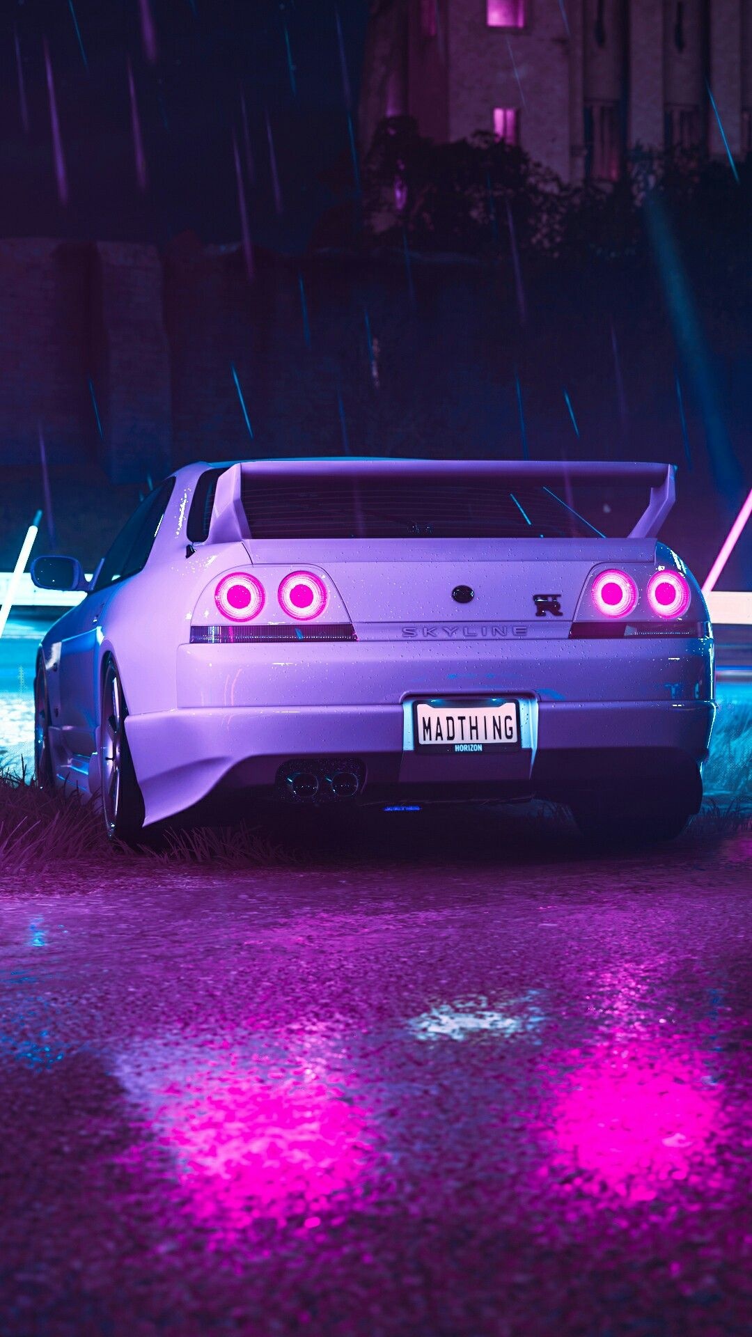 GTR R33 Neon, Skyline Car Wallpaper, 1080x1920 Full HD Phone