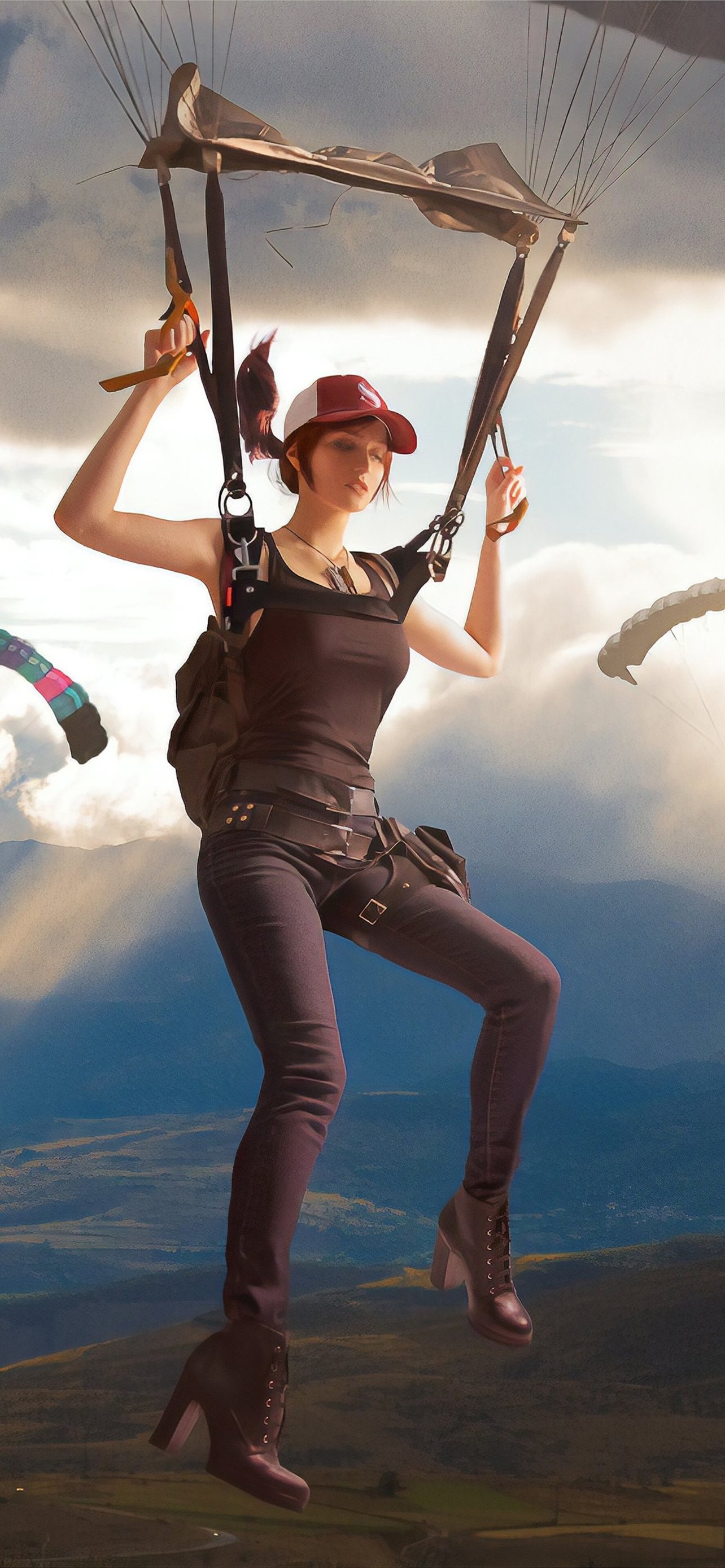Landing, Parachuting Wallpaper, 1290x2780 HD Phone