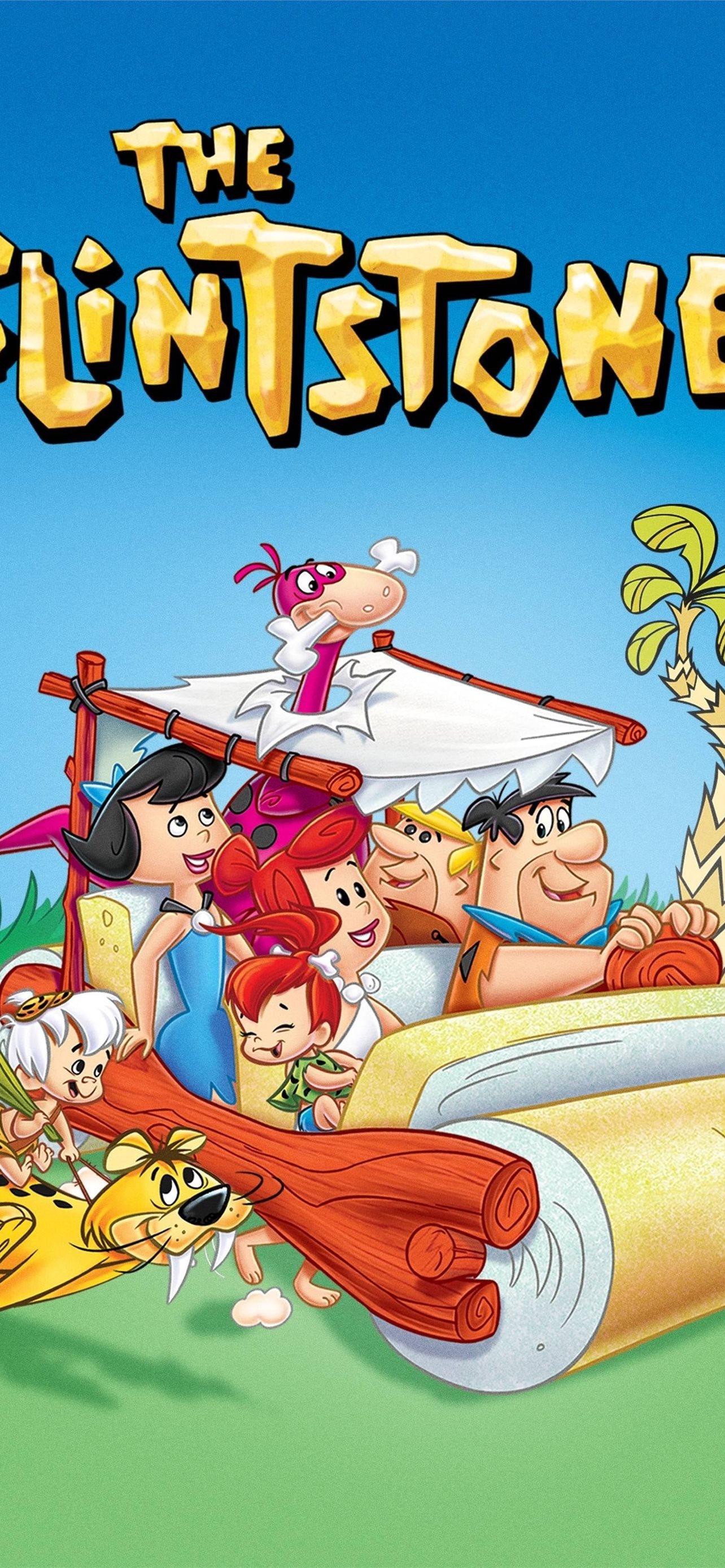 HD Flintstones wallpapers, Colourful iPhone backgrounds, Cartoon nostalgia, Stone Age fun, 1290x2780 HD Phone