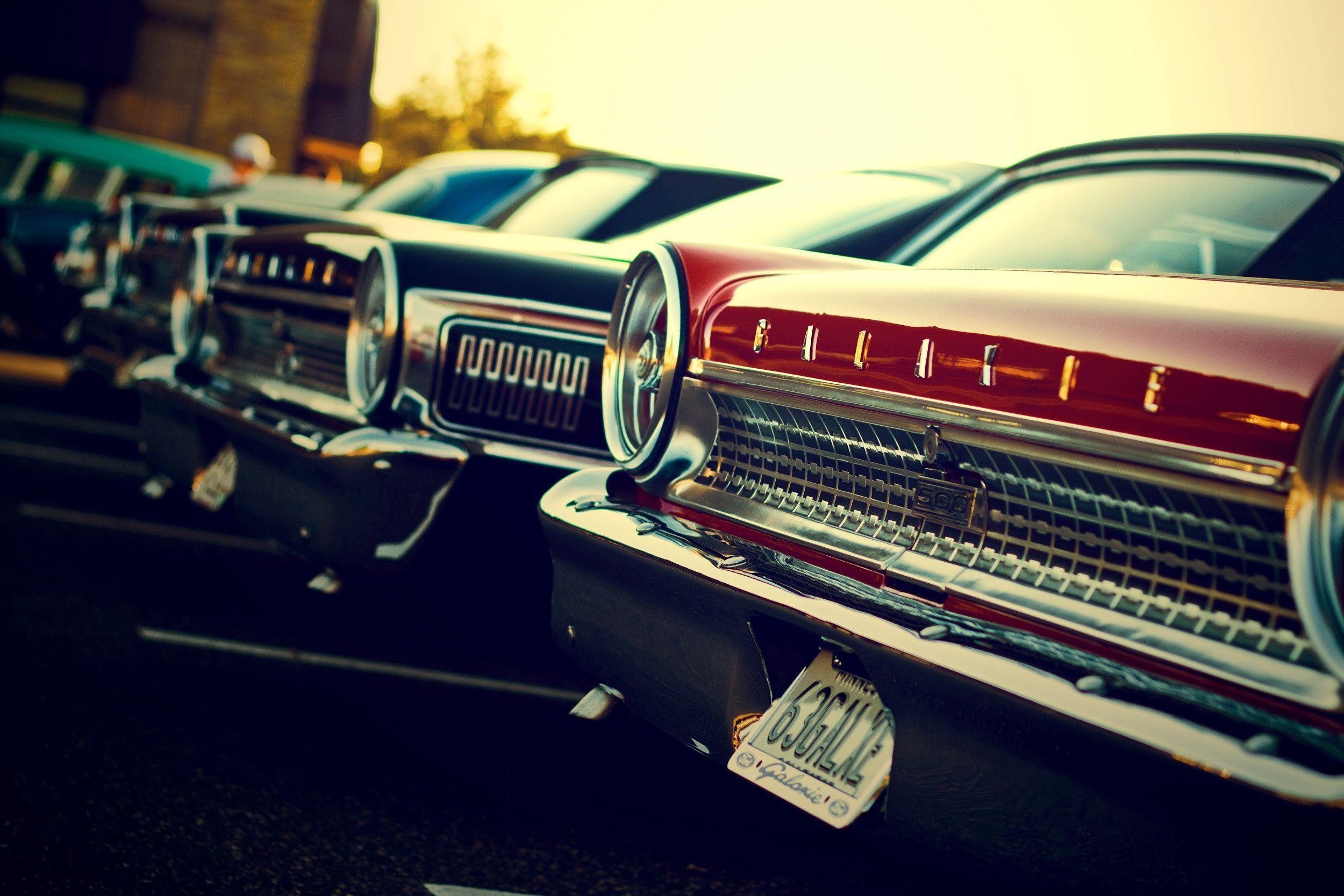 1963 Ford Galaxie 500, classic car show lineup, chrome grille and headlights, HD Desktop wallpaper