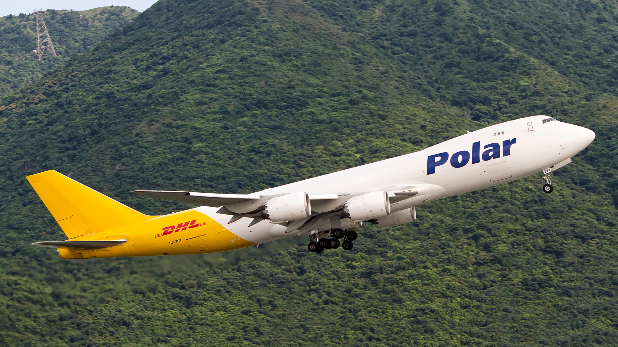 Hong Kong Airport, DHL cargo planes, Airliner fleet, Aviation photography, 2050x1160 HD Desktop