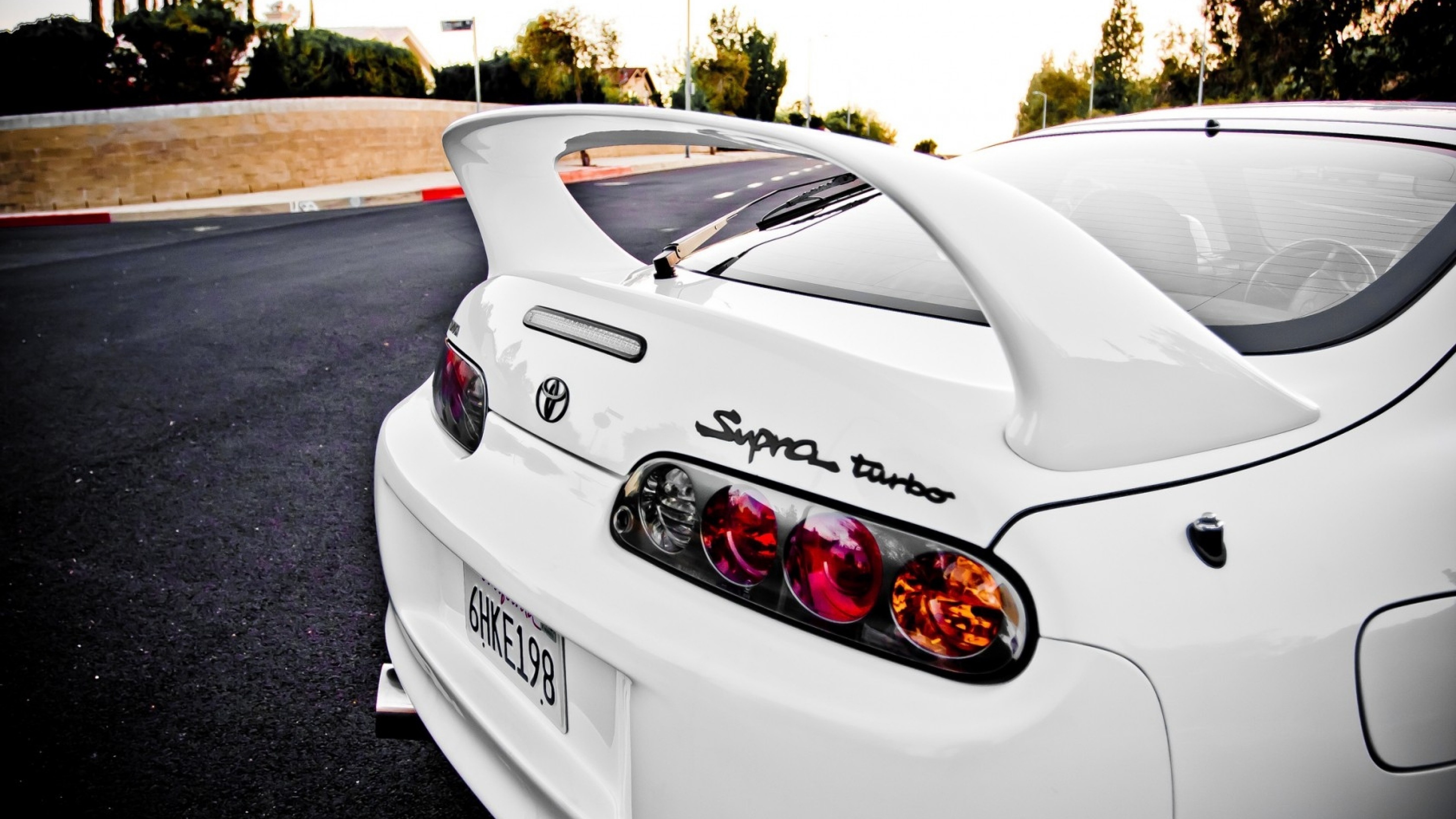 Toyota Supra Turbo A80, Supra Turbo script badge, Toyota Supra rear wing, 4K Desktop wallpaper