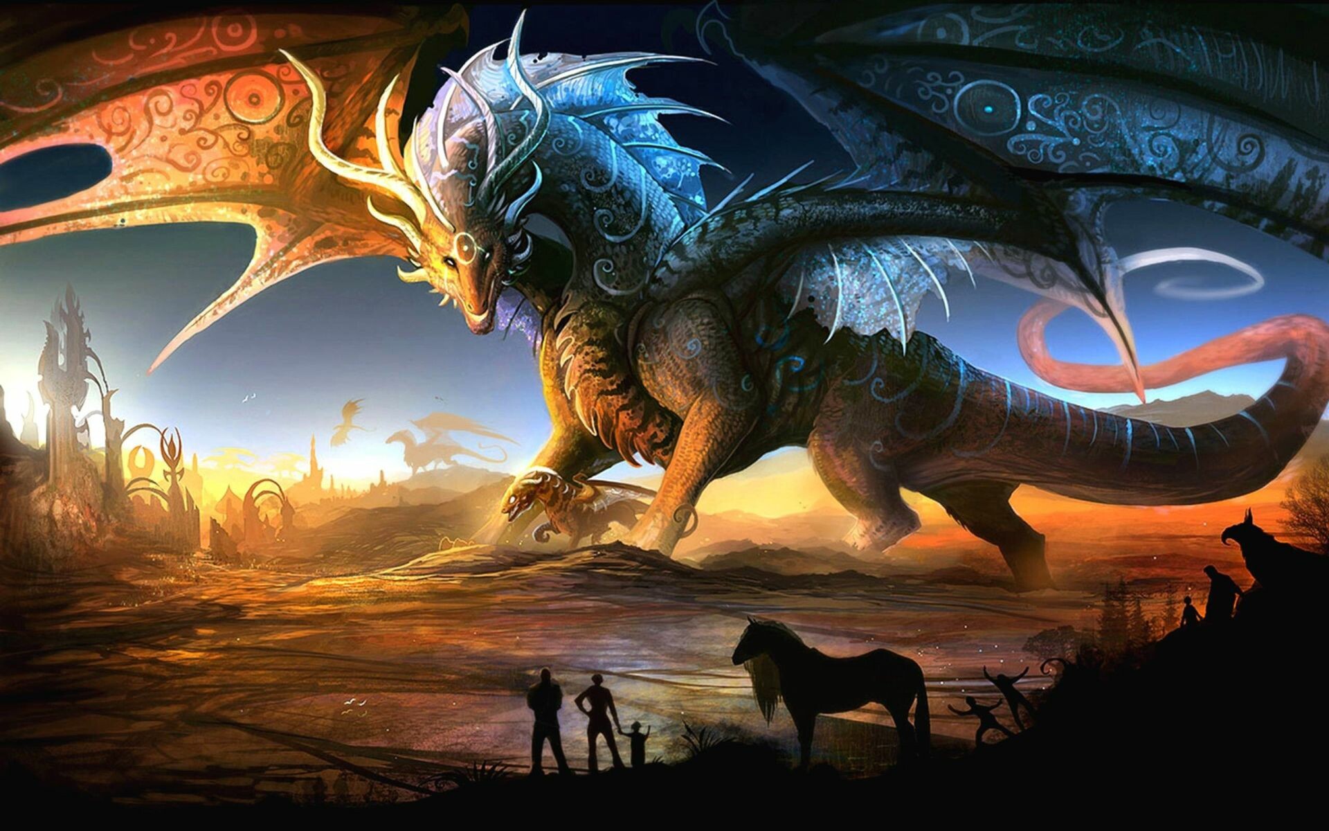 Majestic dragons, Mythical creatures, Fantastical beasts, Legendary power, 1920x1200 HD Desktop