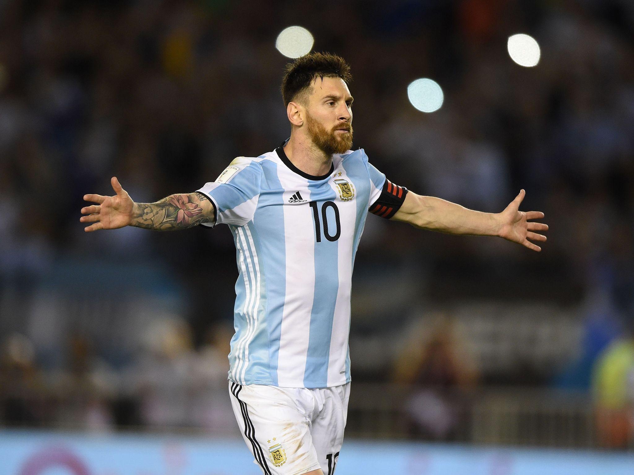 Lionel Messi, Argentina national football team jersey, Outstretched arms celebration, HD Desktop wallpaper
