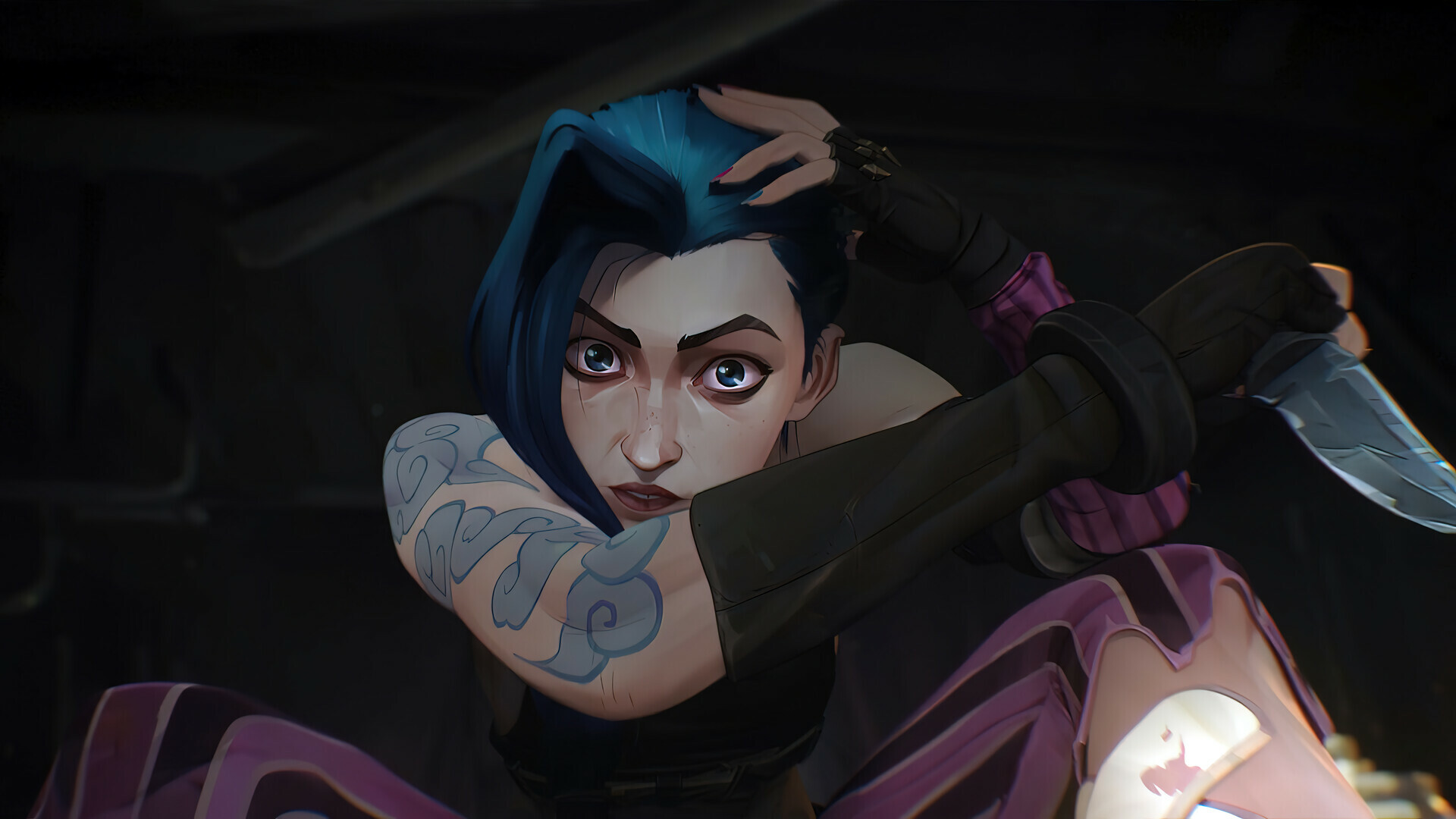 Arcane: League of Legends, Arcane series, Jinx, Artwork, 1920x1080 Full HD Desktop