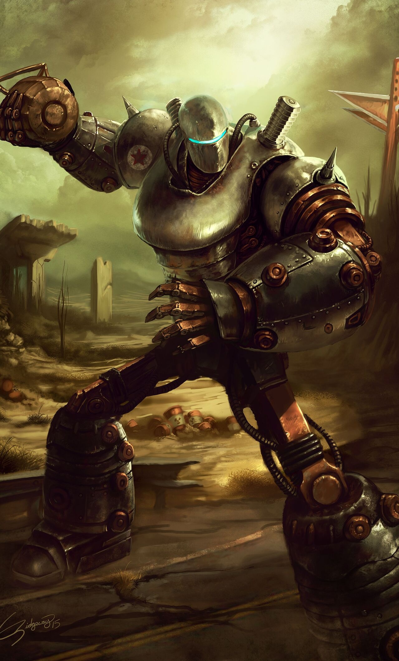 Liberty Prime, Fallout game, Character artwork, iPhone 6, 1280x2120 HD Phone