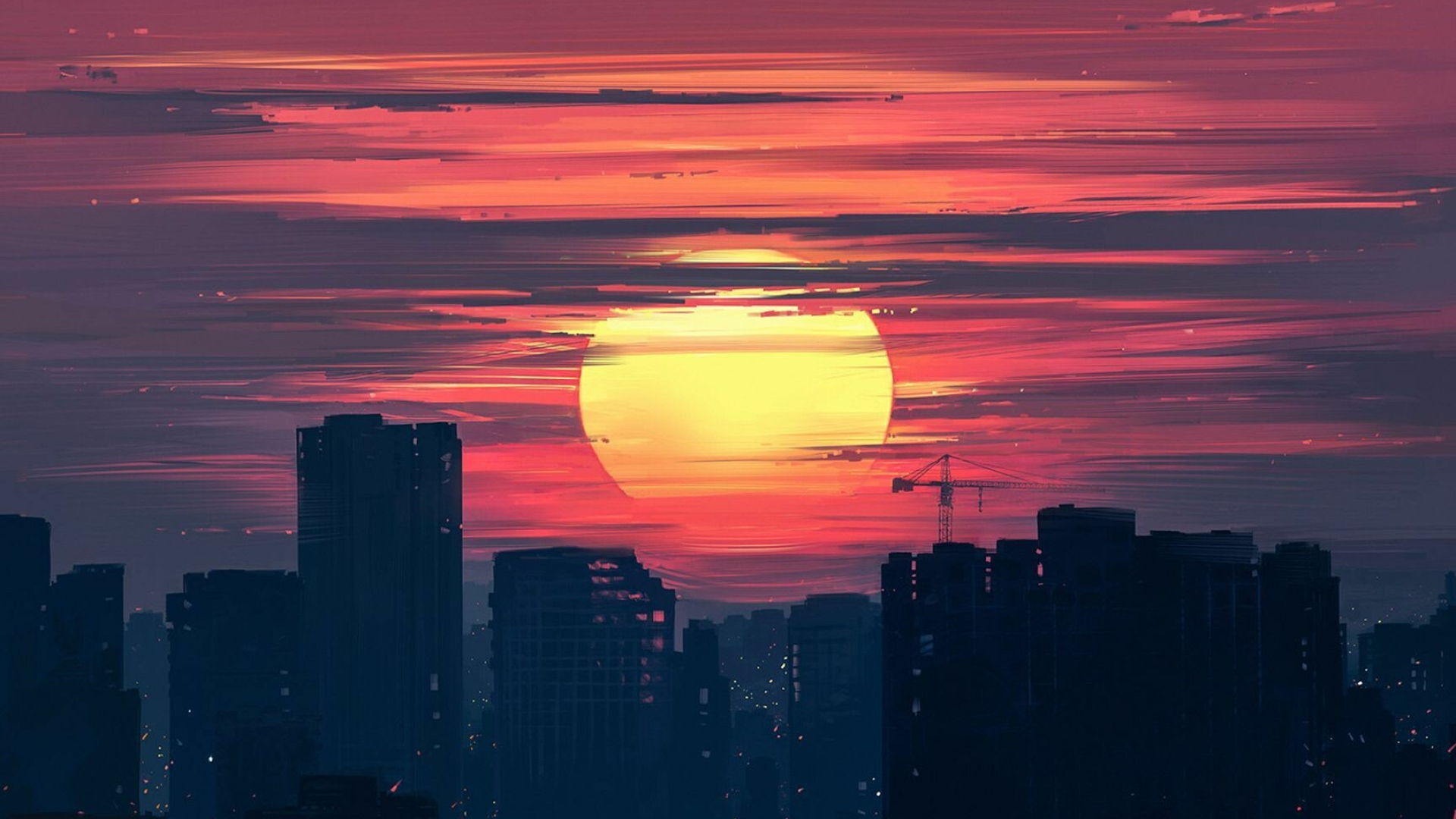 City sunset, 4K wallpapers, HD backgrounds, Urban beauty, 1920x1080 Full HD Desktop