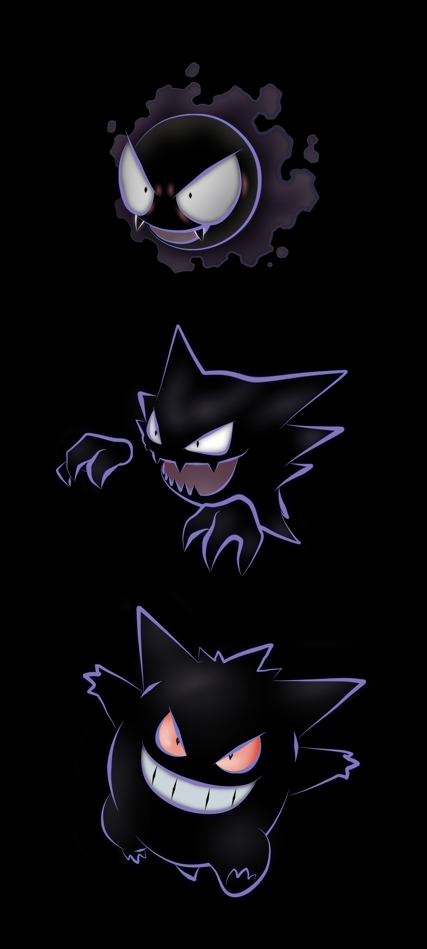 Gengar evolution family, Pokmon, 1440x3200 HD Phone