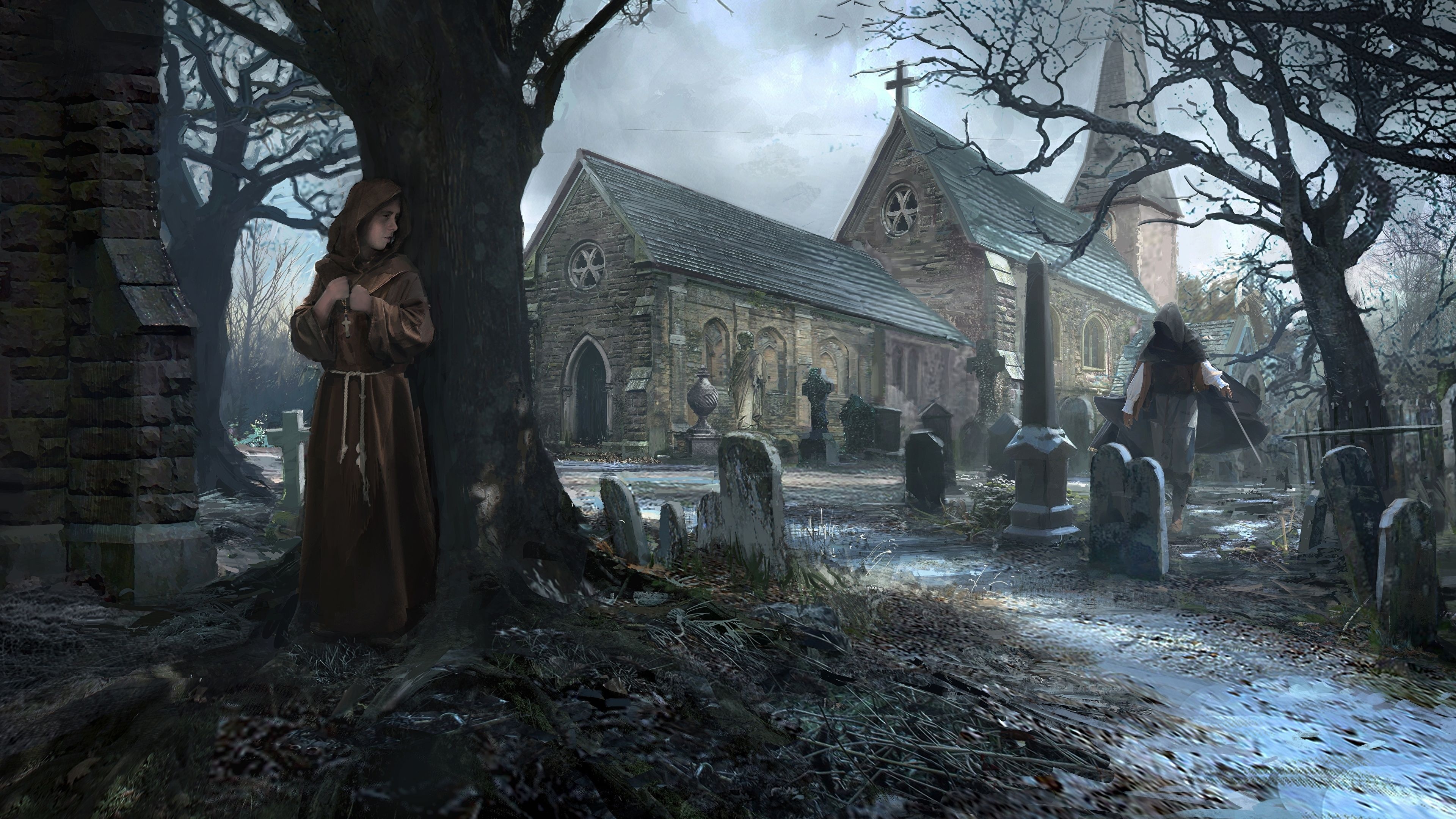 Gothic cemetery, Art, 3840x2160 4K Desktop