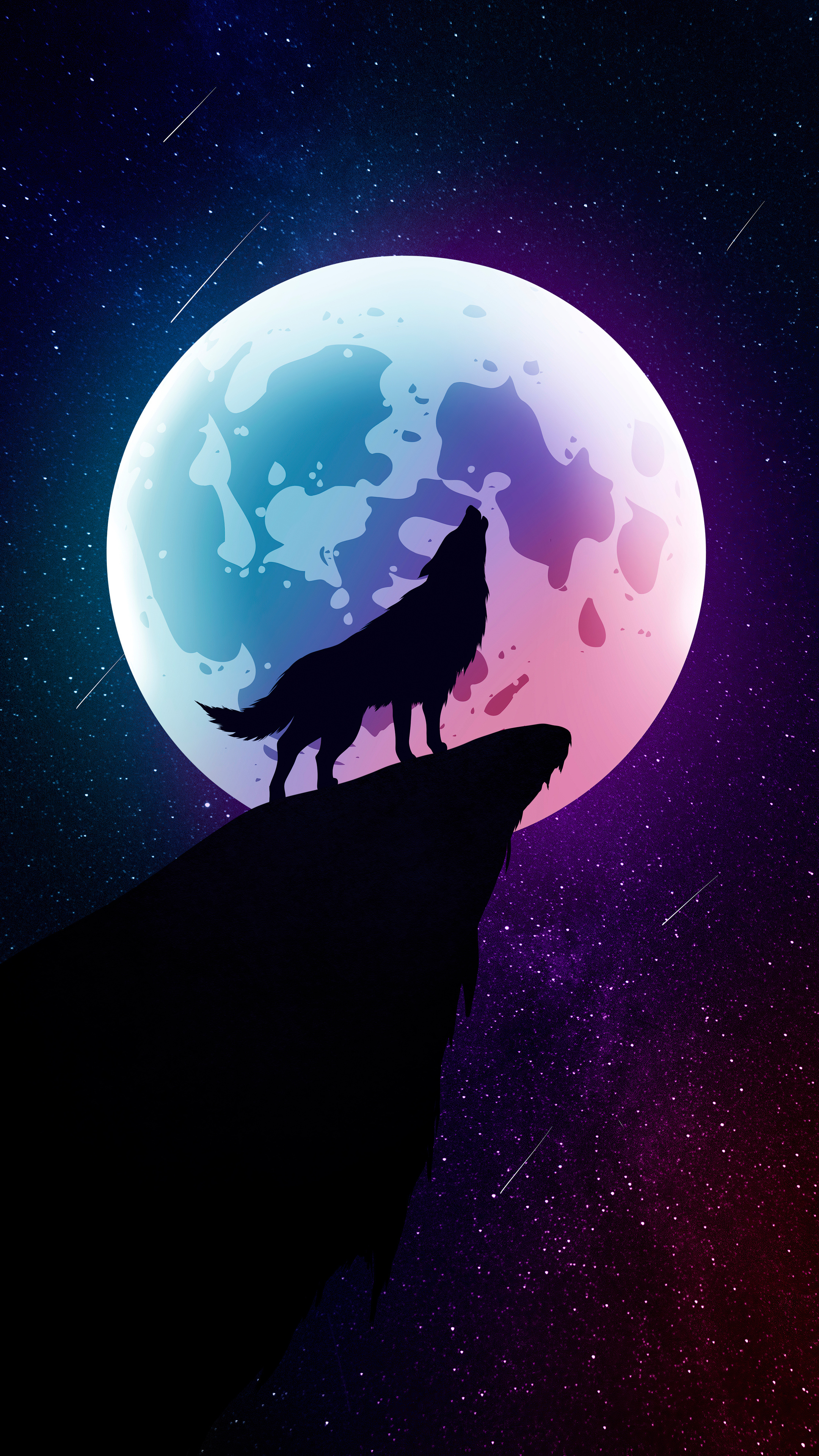 Full moon, Howling Wolf Wallpaper, 2160x3840 4K Phone