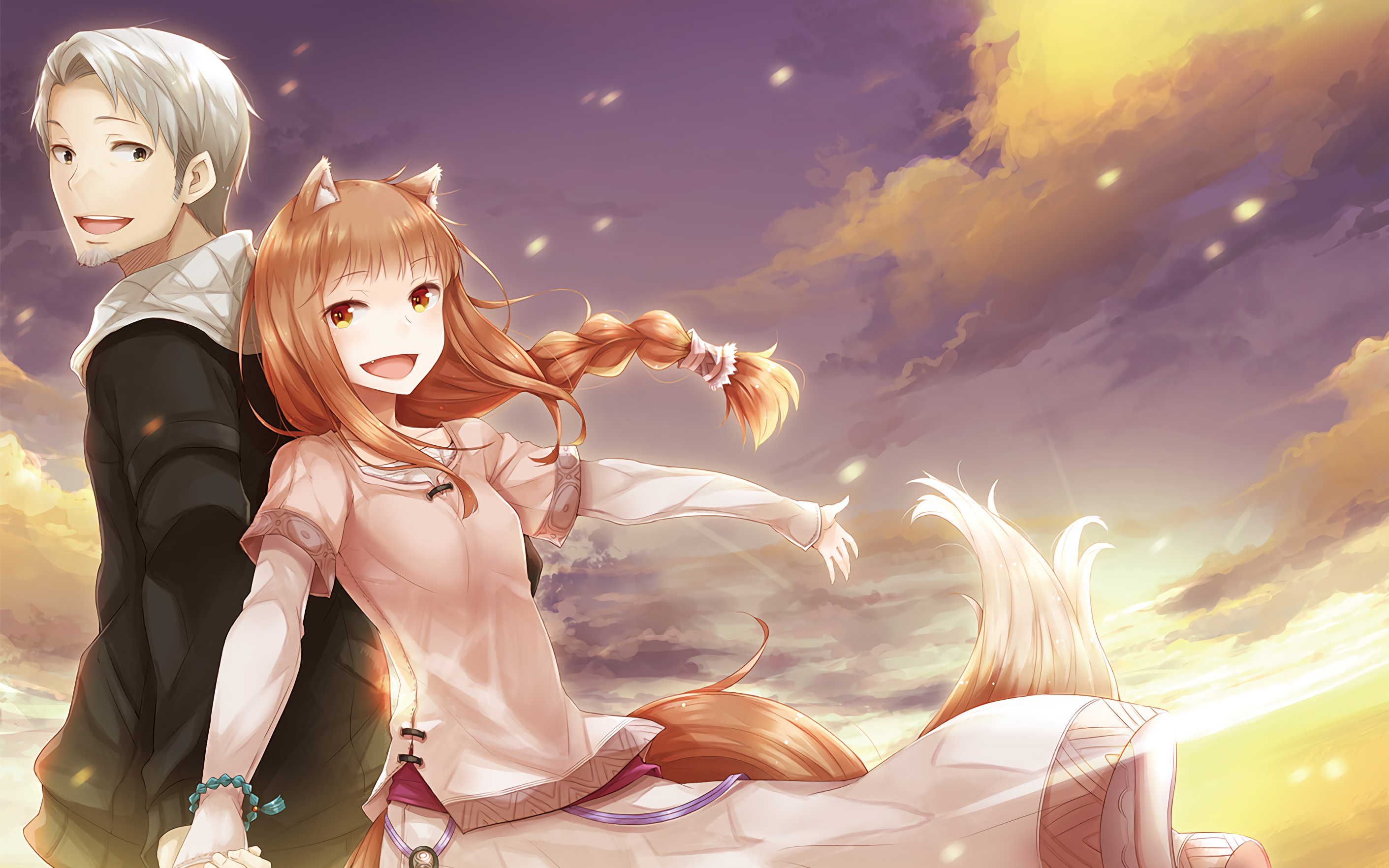 Spice and Wolf, Anime wallpaper, Holo and Lawrence, Anime series, 2830x1770 HD Desktop