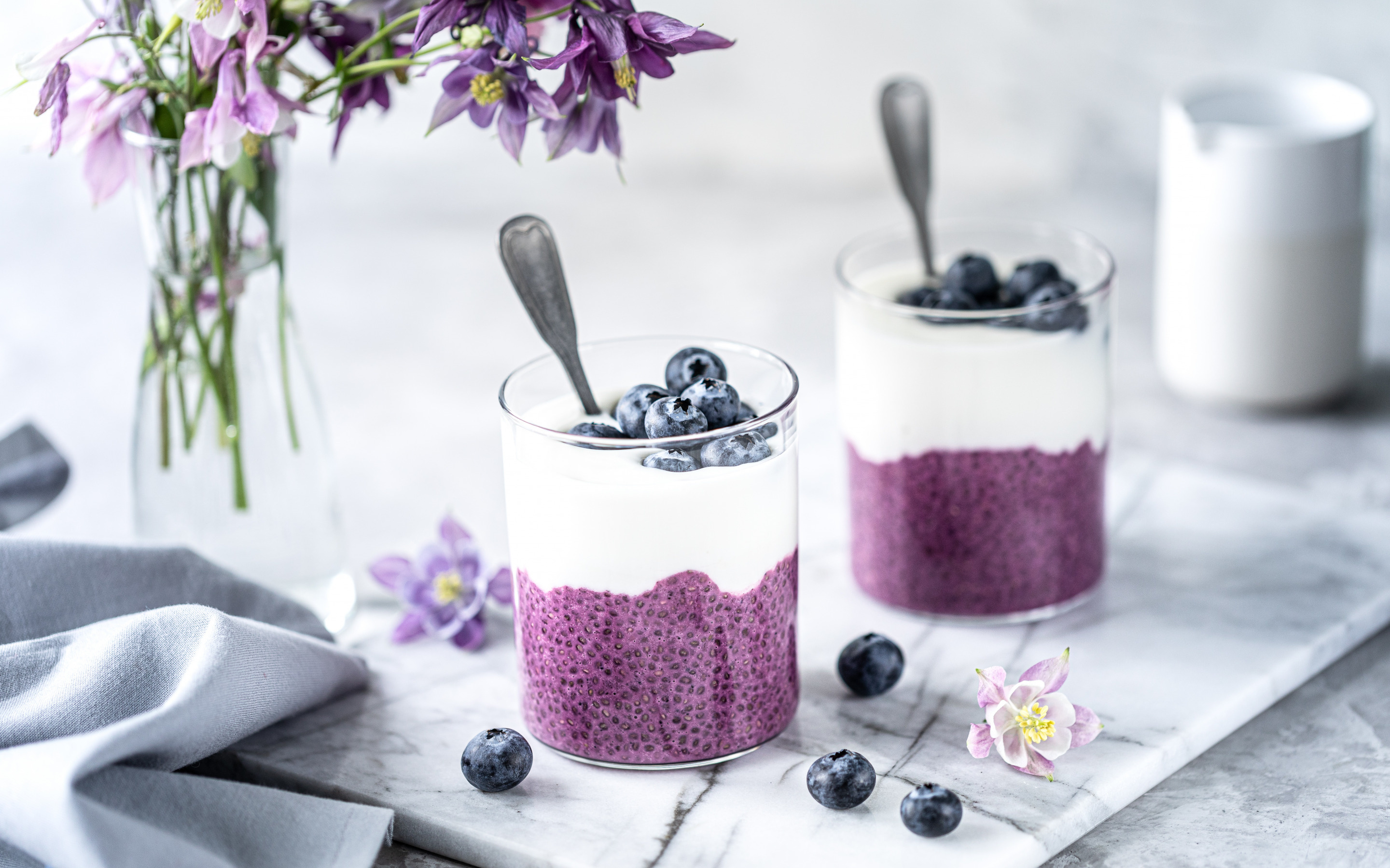 Blueberry yogurt, Dairy products, Breakfast yogurt, High-quality, 2880x1800 HD Desktop