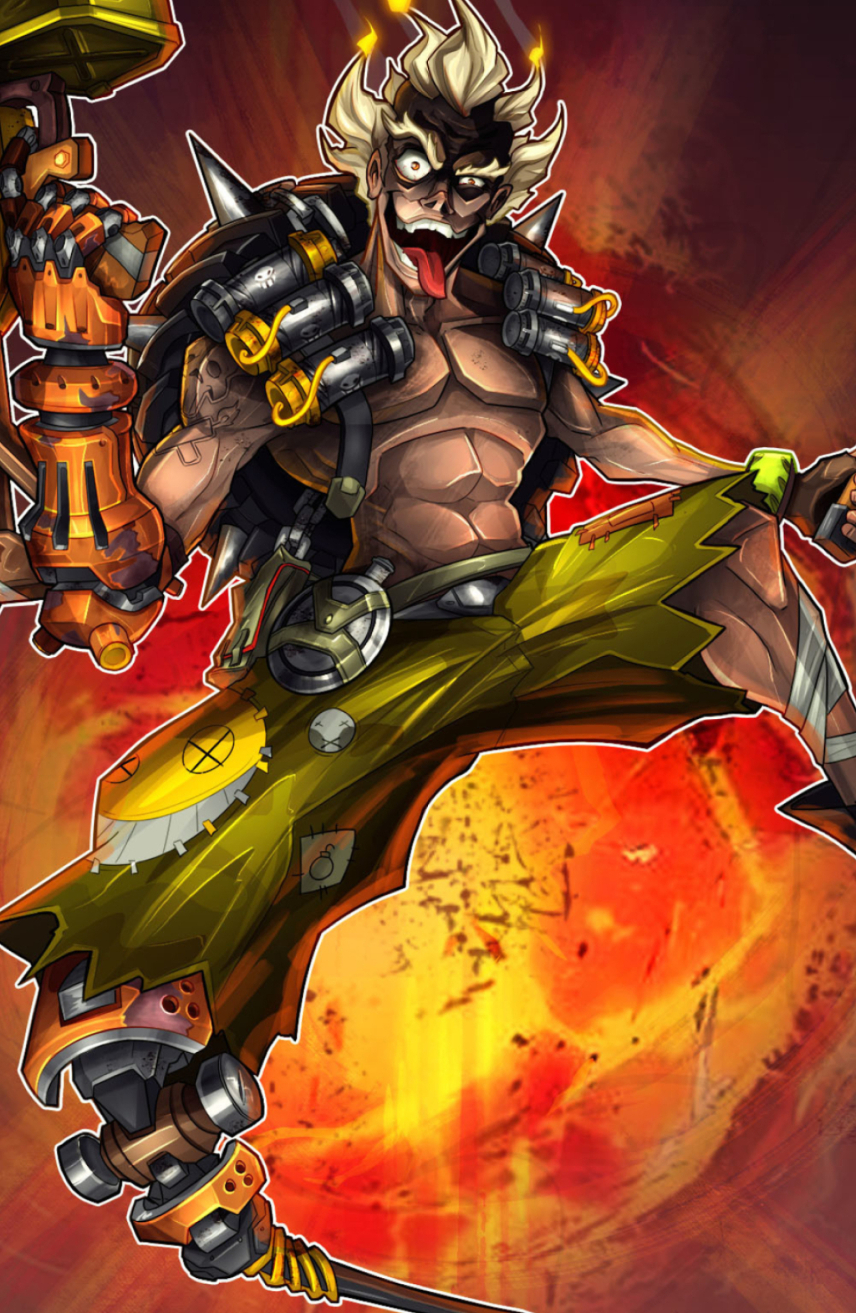 William Puekker's artwork, Overwatch hero, Junkrat's intensity, Digital masterpieces, 1690x2590 HD Phone