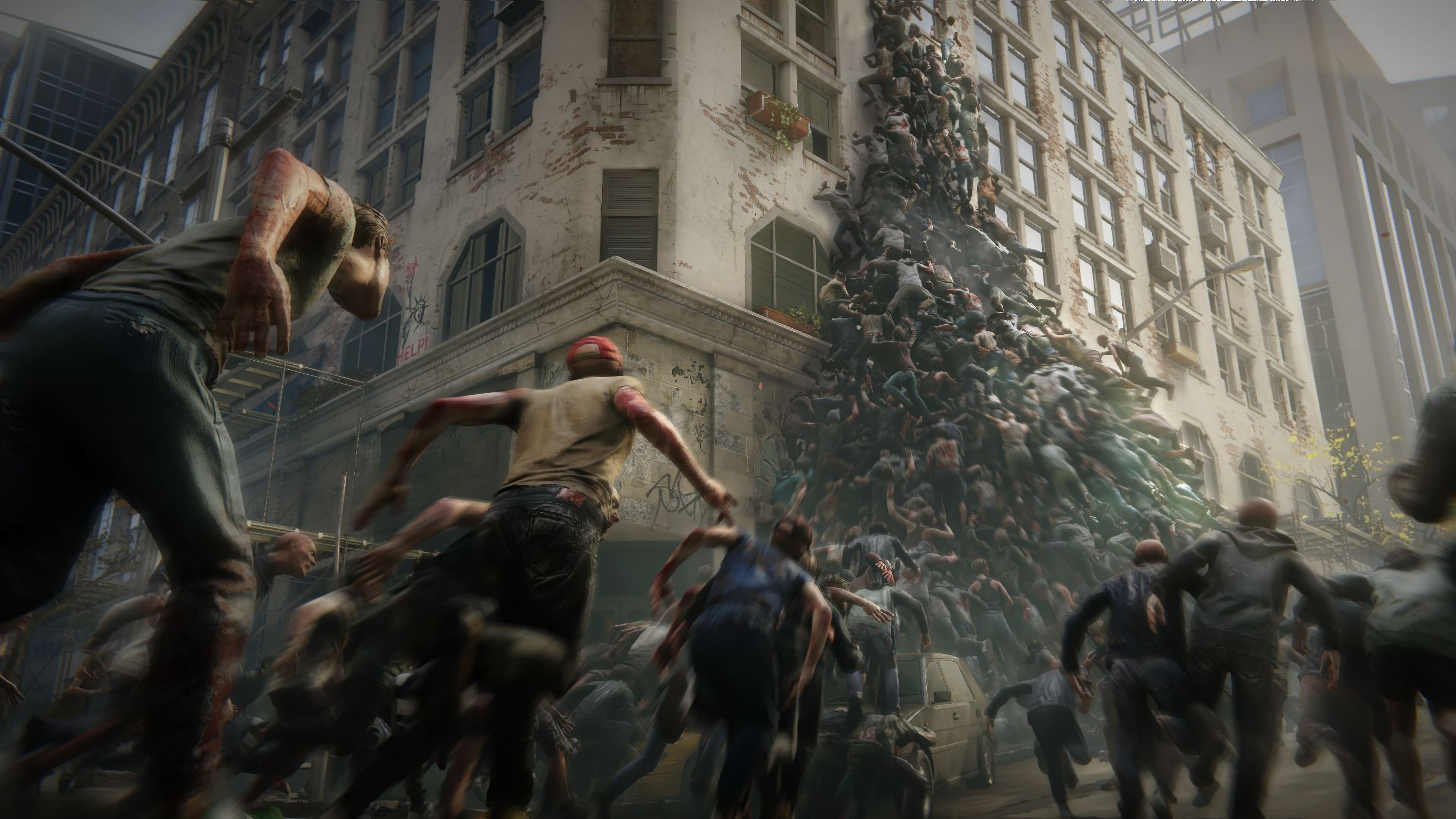 World War Z, Zombie hordes, Intense game, 4K wallpaper, 3840x2160 4K Desktop