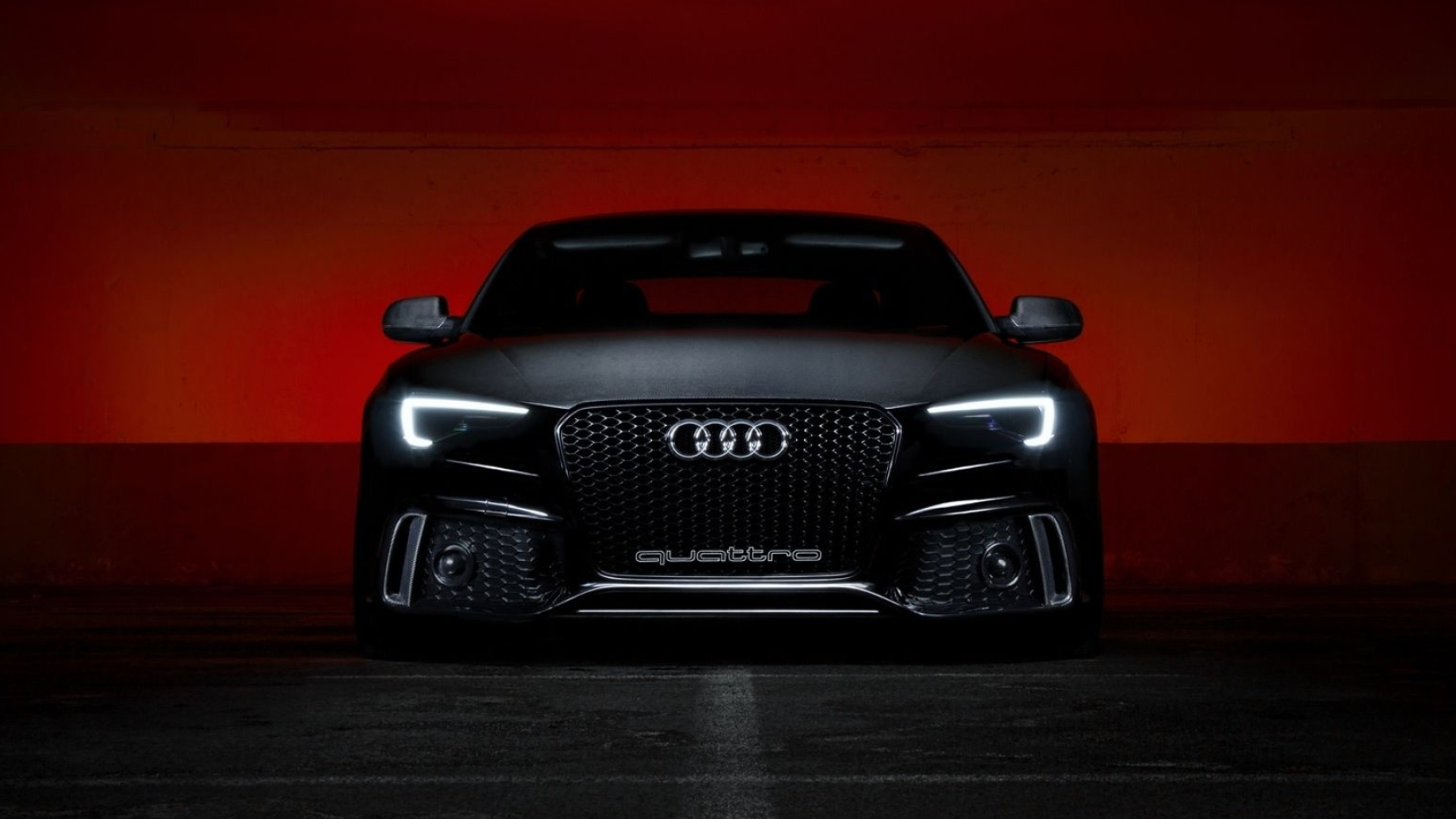 Black Audi S5, Front View, Dark Wallpaper, 1920x1080 Full HD Desktop