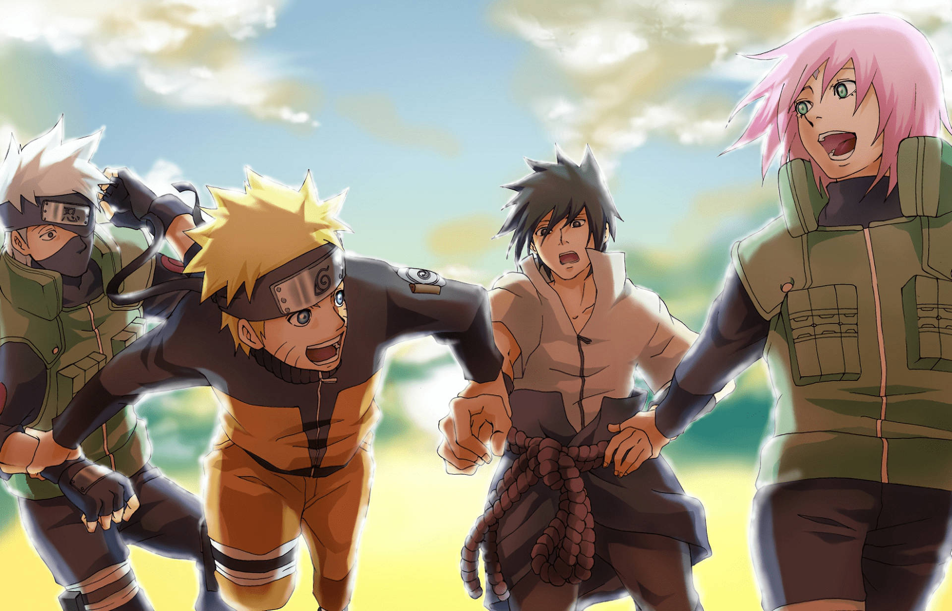 Naruto Uzumaki, Sasuke Uchiha, Sakura Haruno, Kakashi Hatake, Team 7, HD Desktop wallpaper
