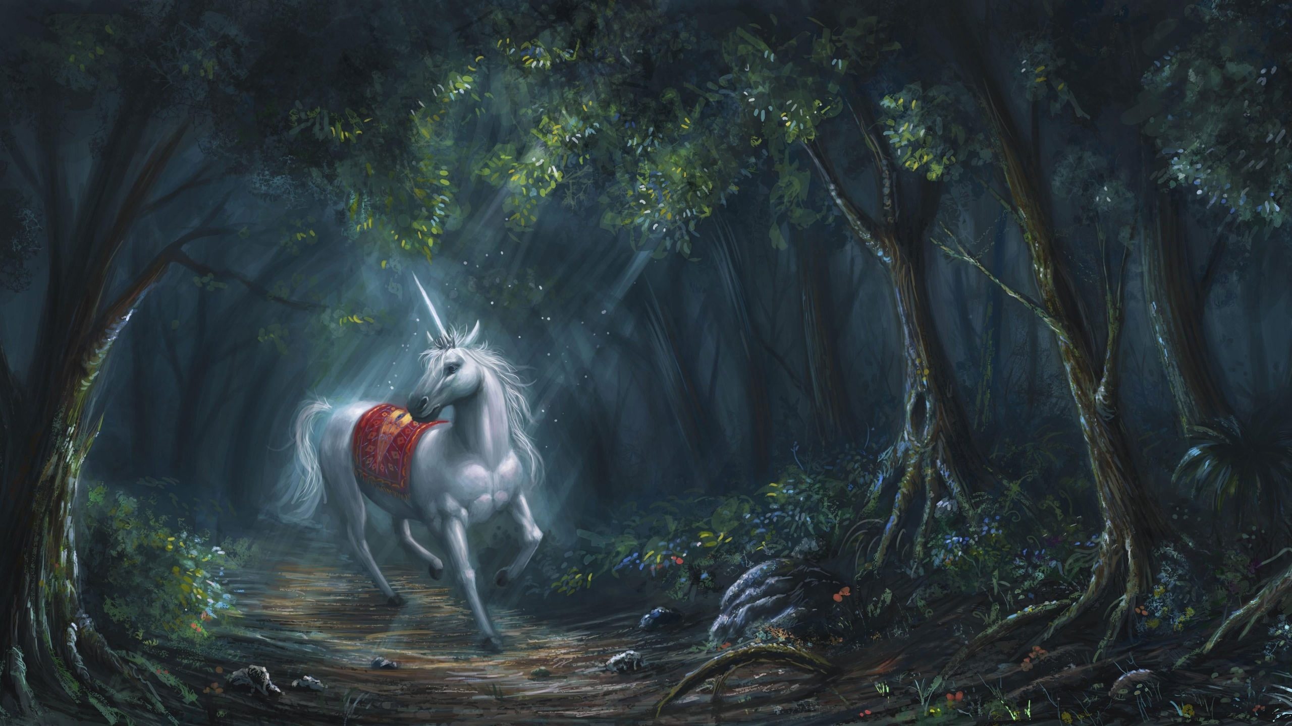 HD unicorn wallpapers, Ultra HD, Mesmerizing details, Dreamlike fantasy, 2560x1440 HD Desktop