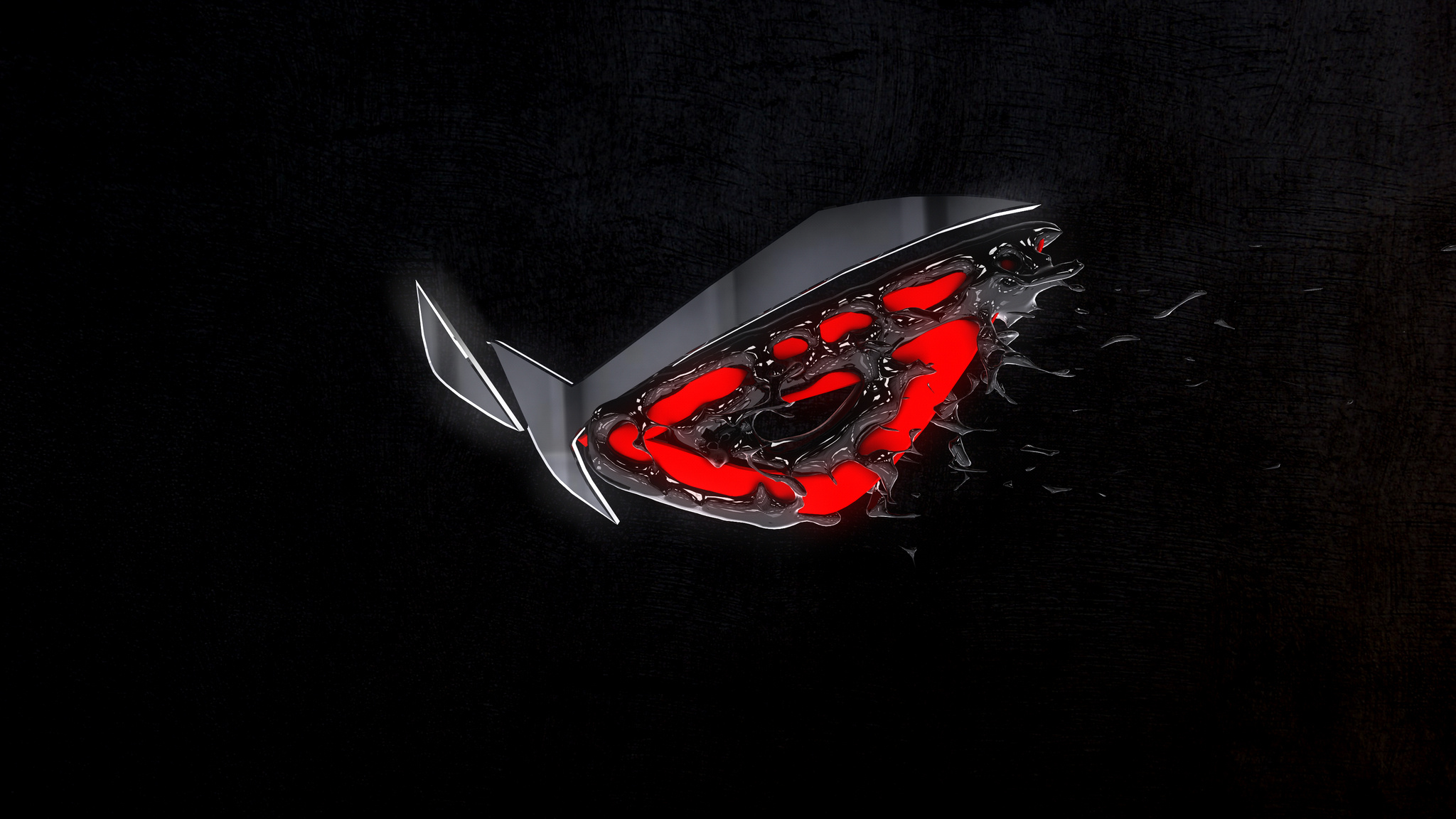 ASUS Republic of Gamers logo, Molten red liquid metal, Black textured backdrop, HD Desktop wallpaper