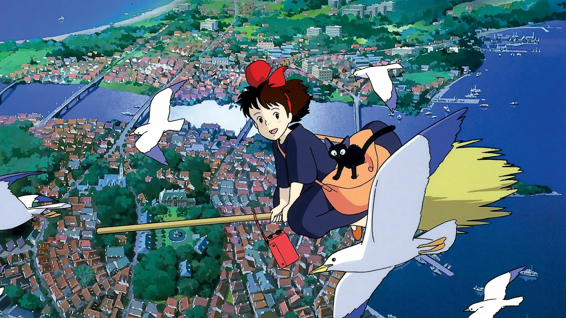 Kiki's Delivery Service, Studio Ghibli, Witch's delivery, Magical broomstick, 1920x1080 Full HD Desktop