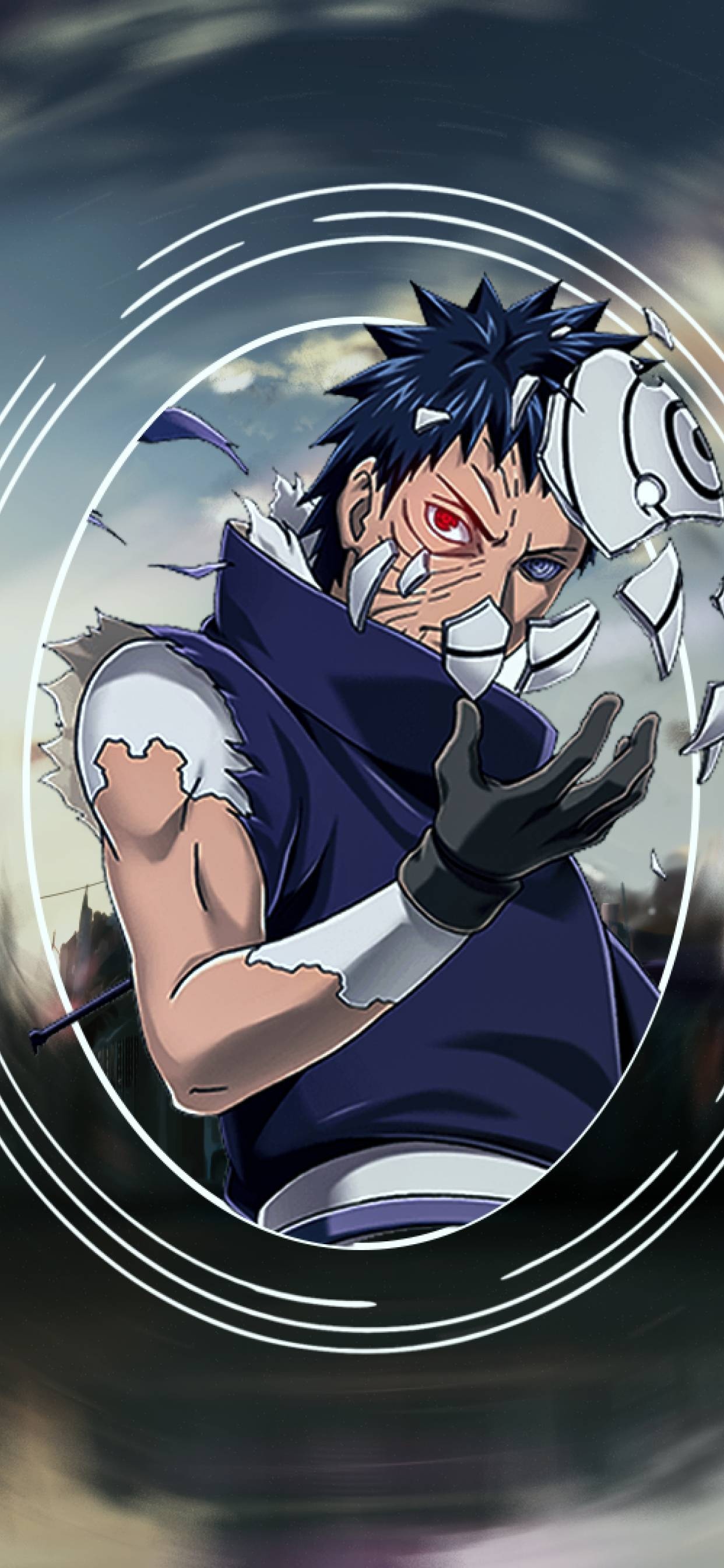 Obito Uchiha, Shattered war mask, Sharingan and Rinnegan, HD Phone wallpaper