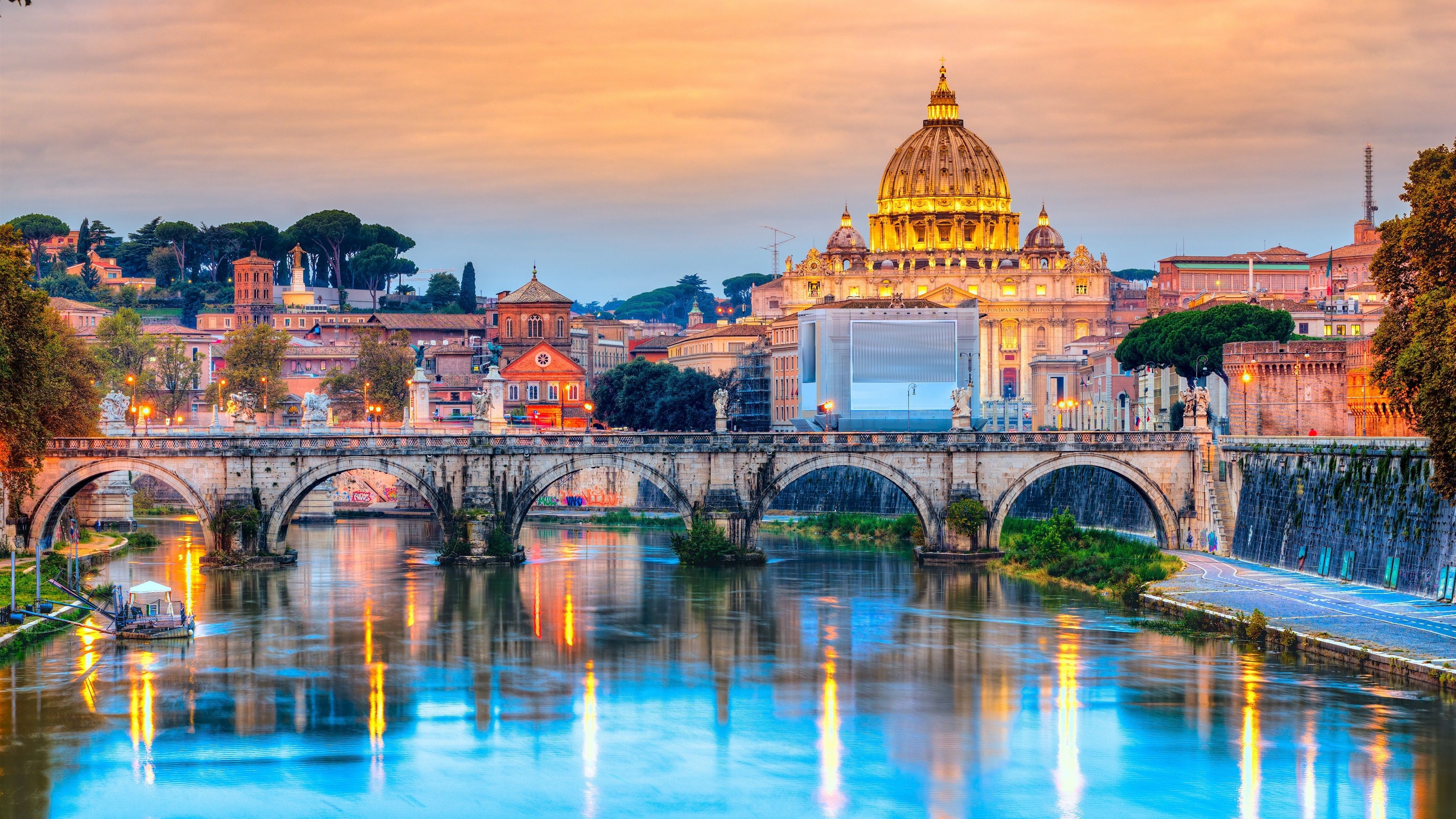 Ponte Sant'Angelo, Rome Wallpaper, 3840x2160 4K Desktop