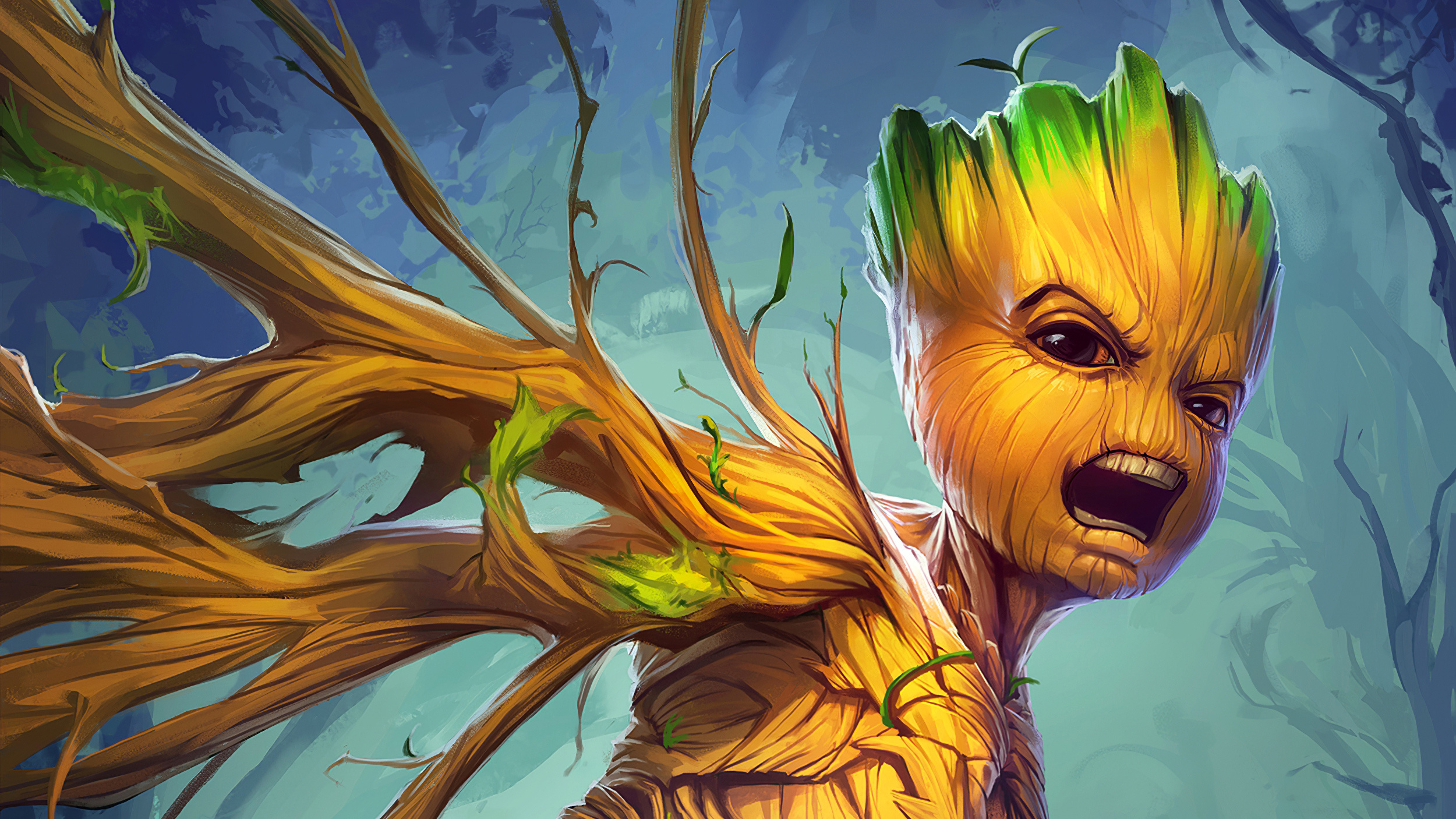 Groot, Baby Groot, Grown up, Laptop, 2500x1410 HD Desktop