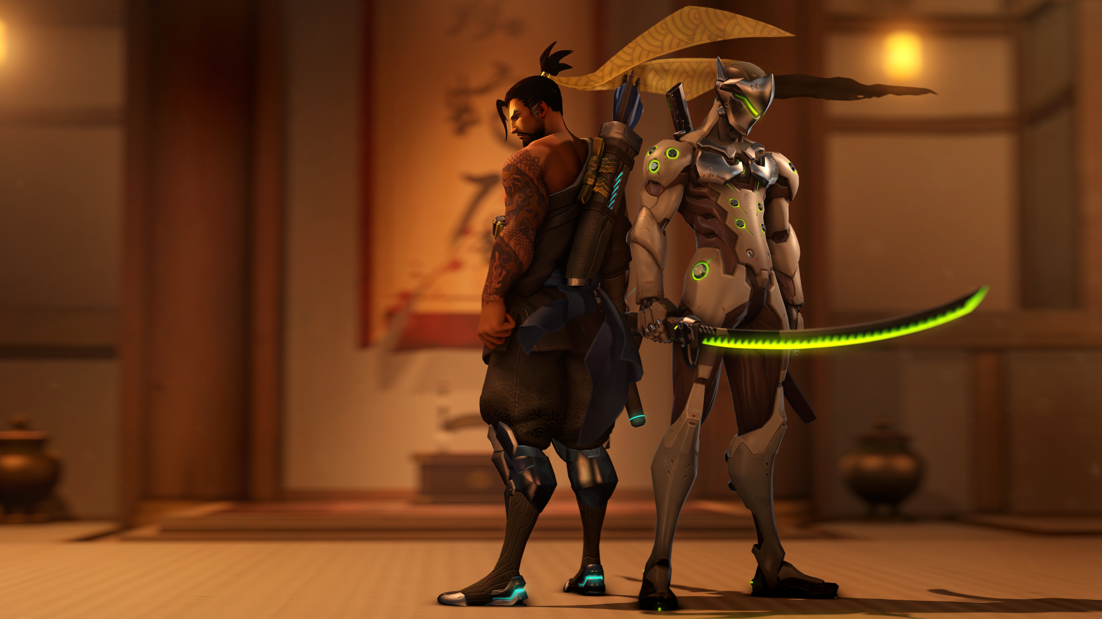 Genji and Hanzo, HD games, High-quality backgrounds, 3840x2160 4K Desktop