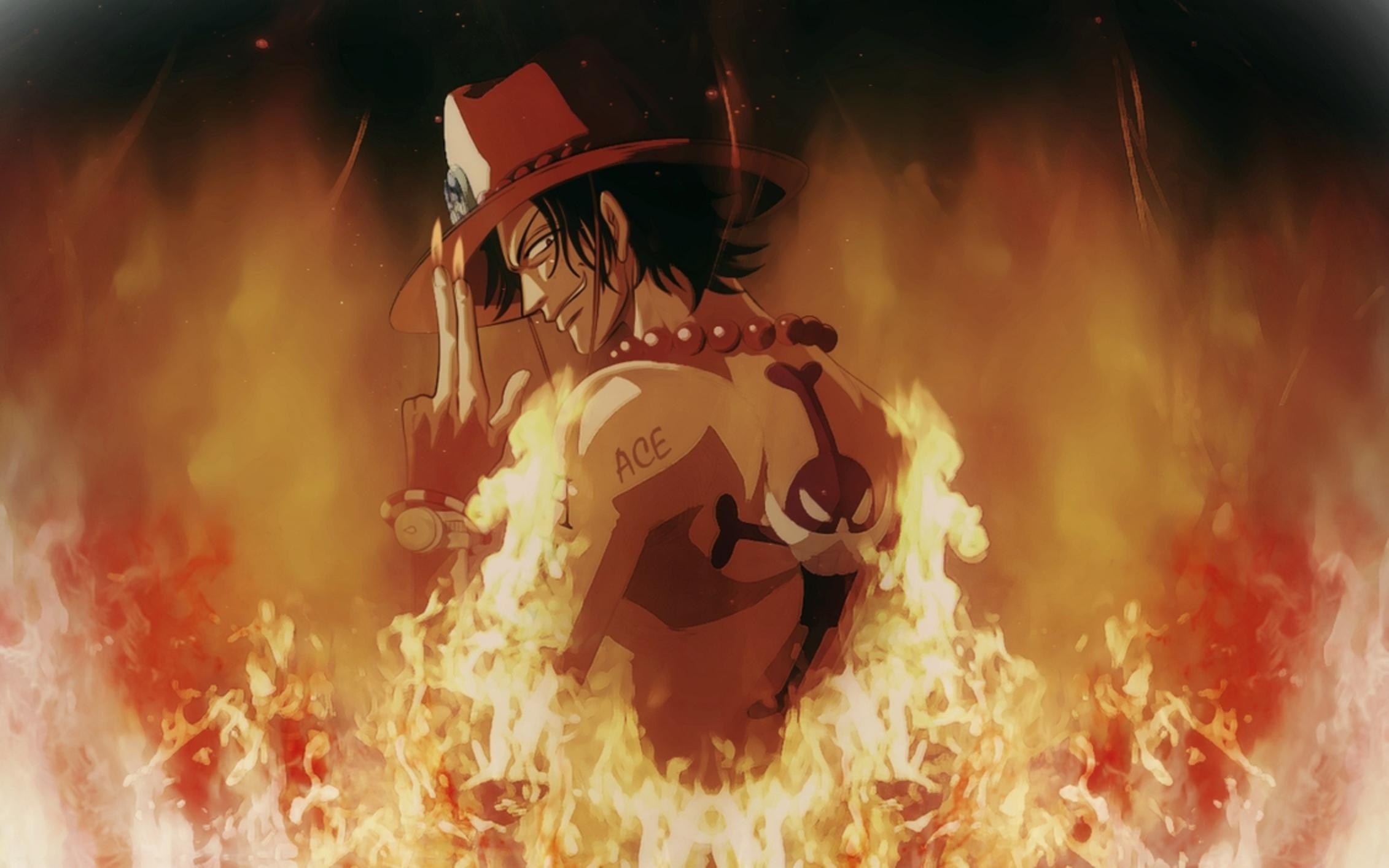Portgas D. Ace, Whitebeard Pirates tattoo, Mera Mera no Mi flames, HD Desktop wallpaper