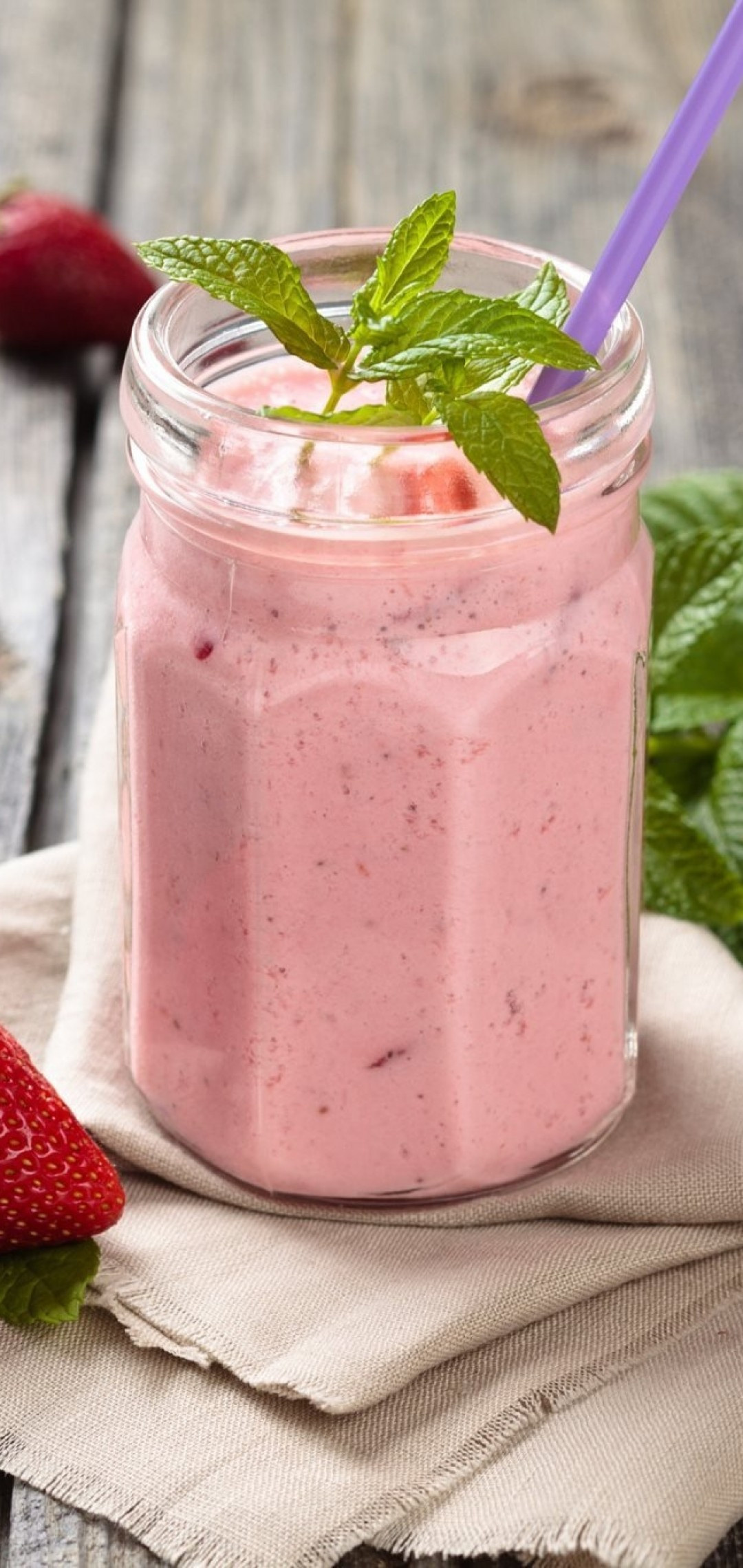 Delicious strawberry milkshake wallpapers, Beautiful and vibrant, Perfect for phone backgrounds, High-resolution graphics, 1080x2280 HD Phone