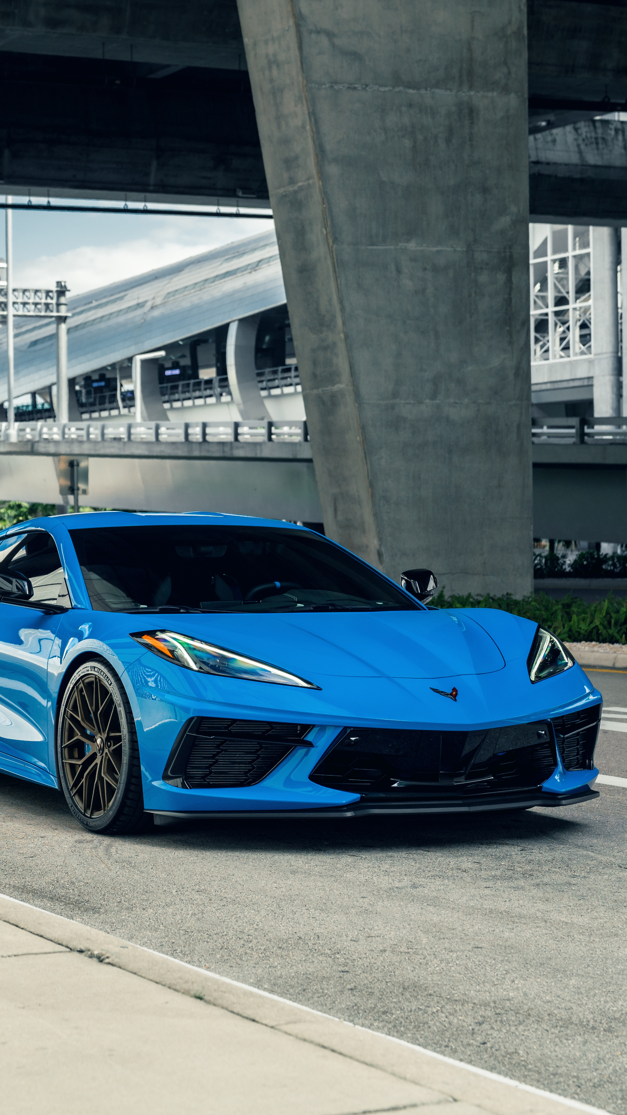 Corvette C8, AG MC, Sick blue, 8K wallpapers, 2160x3840 4K Phone