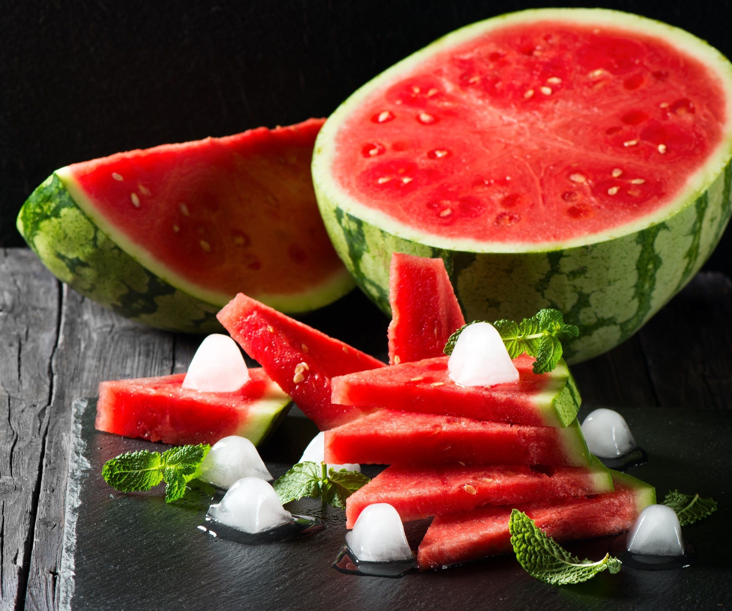 Melons and mint leaves, Refreshing summer combination, HD wallpaper delight, Fruity and aromatic, 2560x2140 HD Desktop