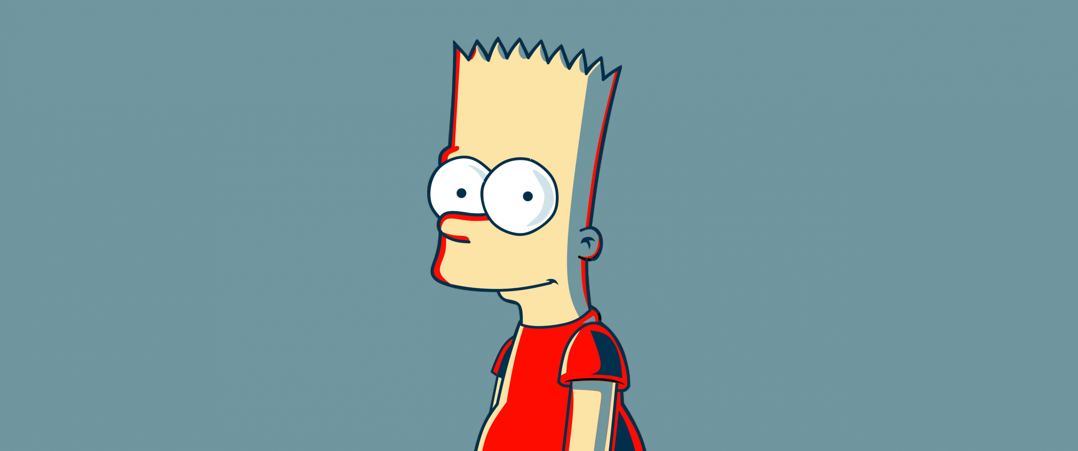 Bart Simpson, The Simpsons, Minimalist cartoon portrait, Dual Screen Desktop wallpaper