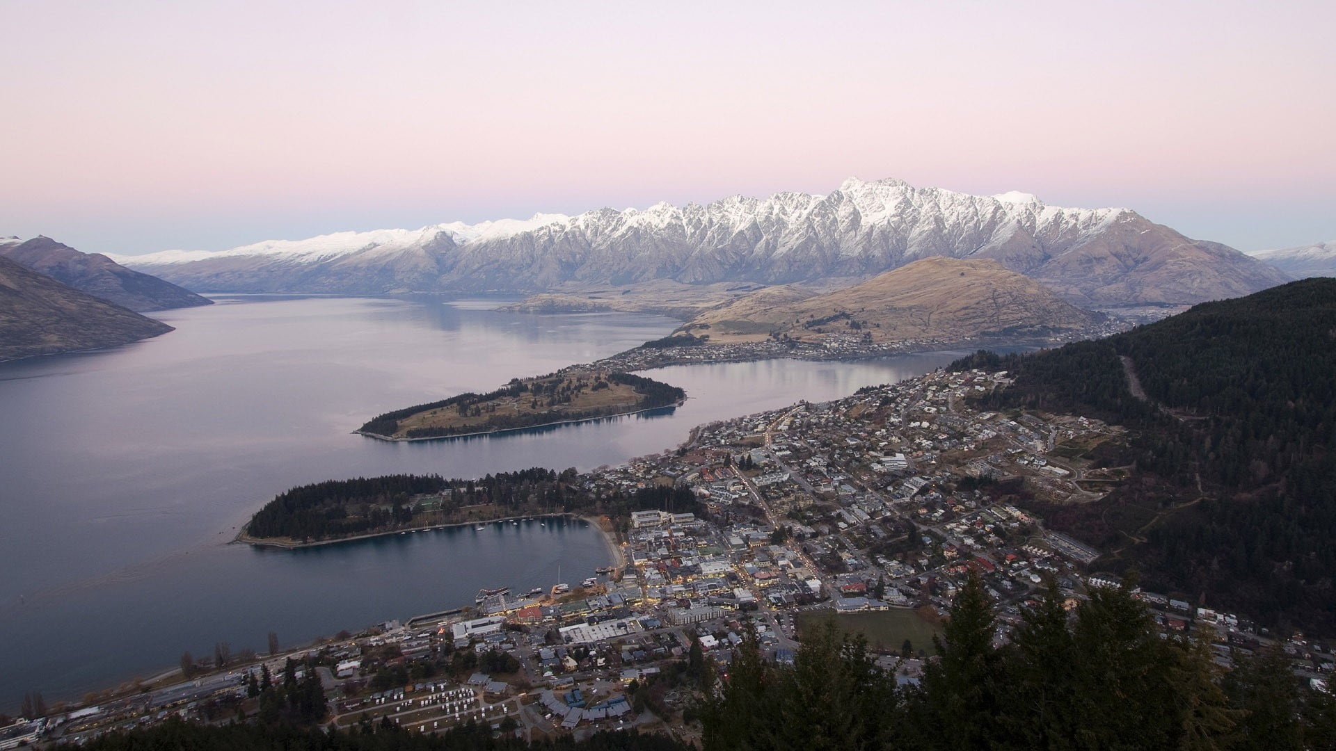 Queenstown, New Zealand, Gray and white mountains, Wallpaper, 1920x1080 Full HD Desktop