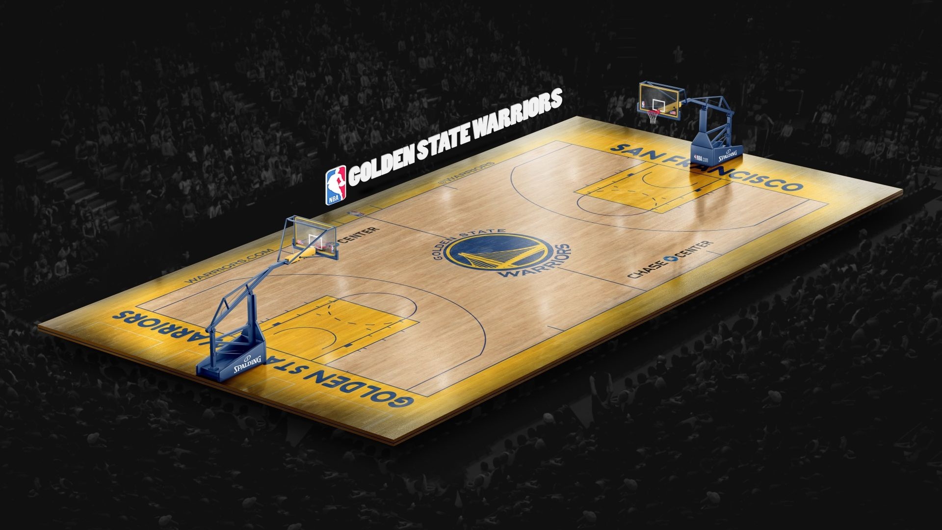 Golden State Warriors, 4K texture, NBA court, Basketball game, 1920x1080 Full HD Desktop