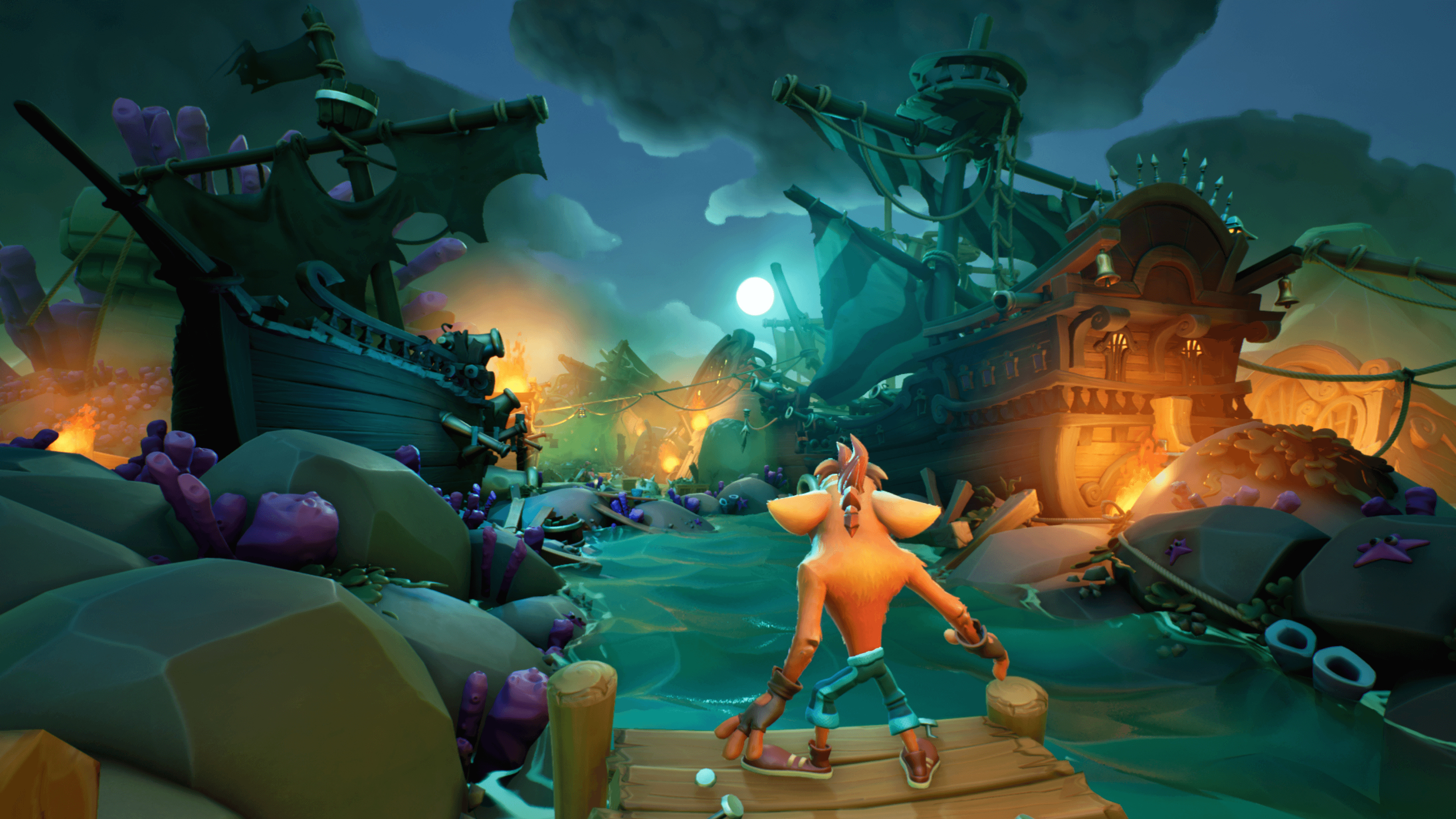 Crash Bandicoot, Crash Bandicoot 4: It's About Time, Sunken pirate ship cove, 4K Desktop wallpaper