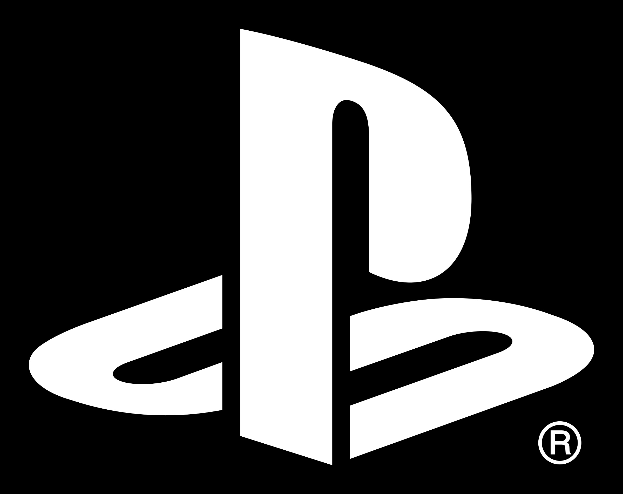 PlayStation logo, Registered trademark symbol, Solid black background, HD Desktop wallpaper