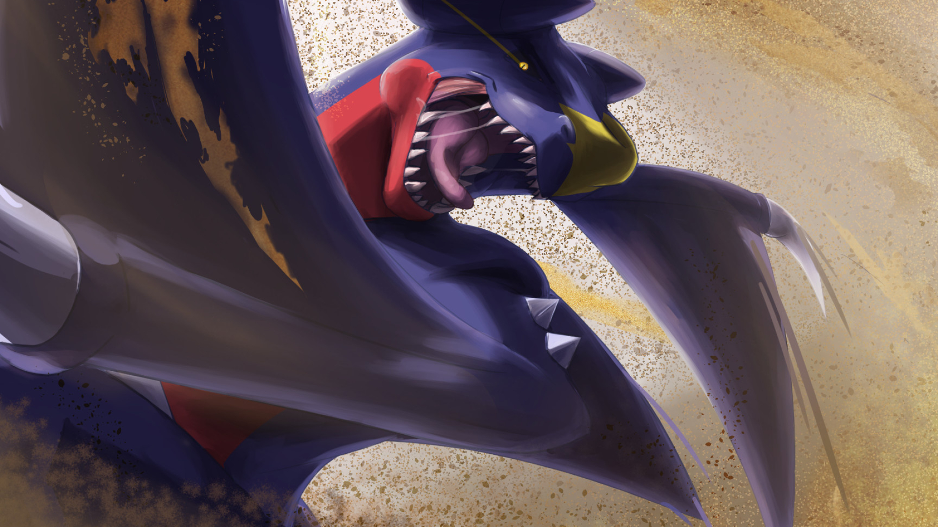 Garchomp, Sandstorm, ArtStation artwork, Gaming, 1920x1080 Full HD Desktop