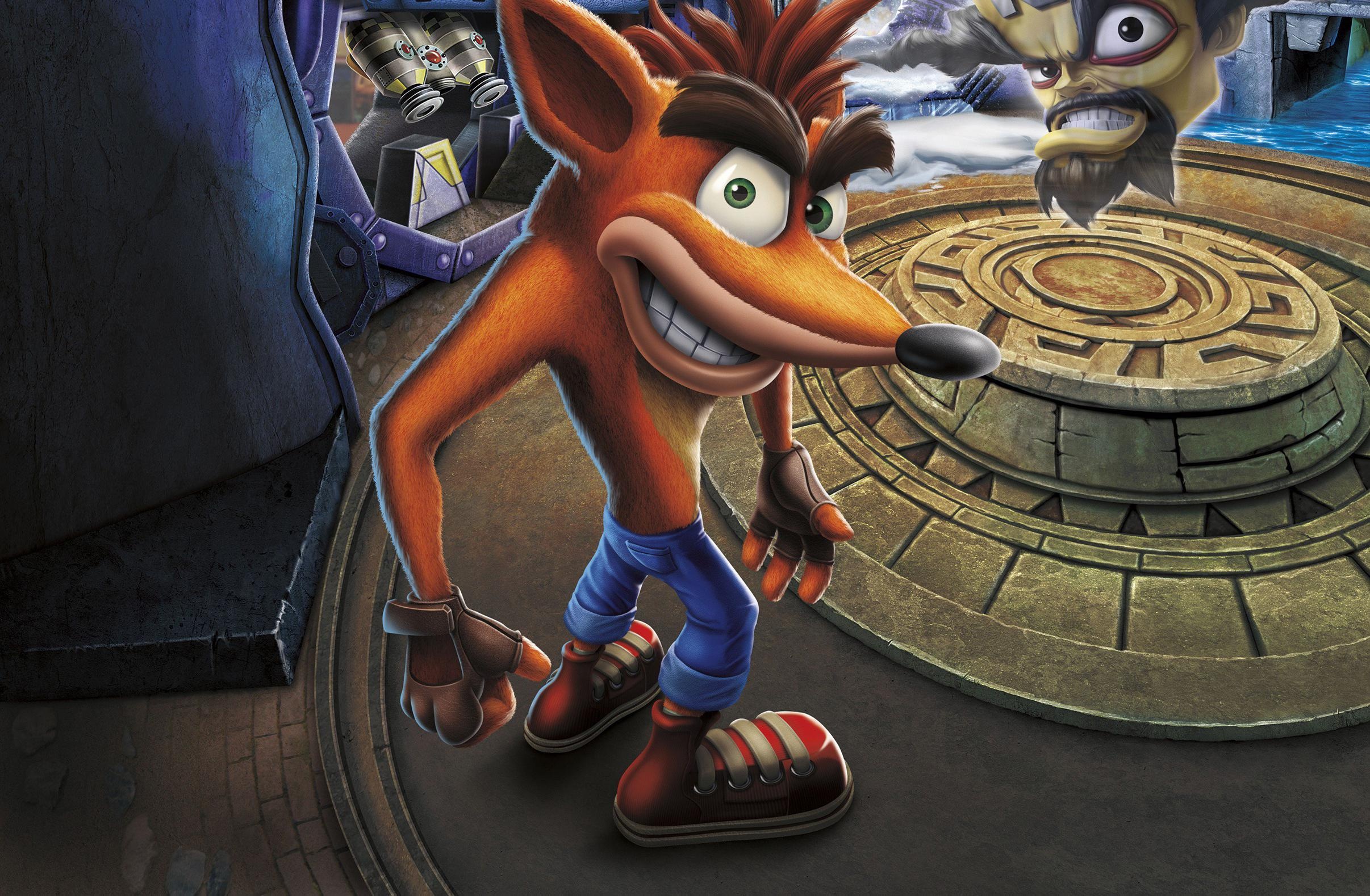 Crash Bandicoot, Doctor Neo Cortex, Warp Room platform, HD Desktop wallpaper