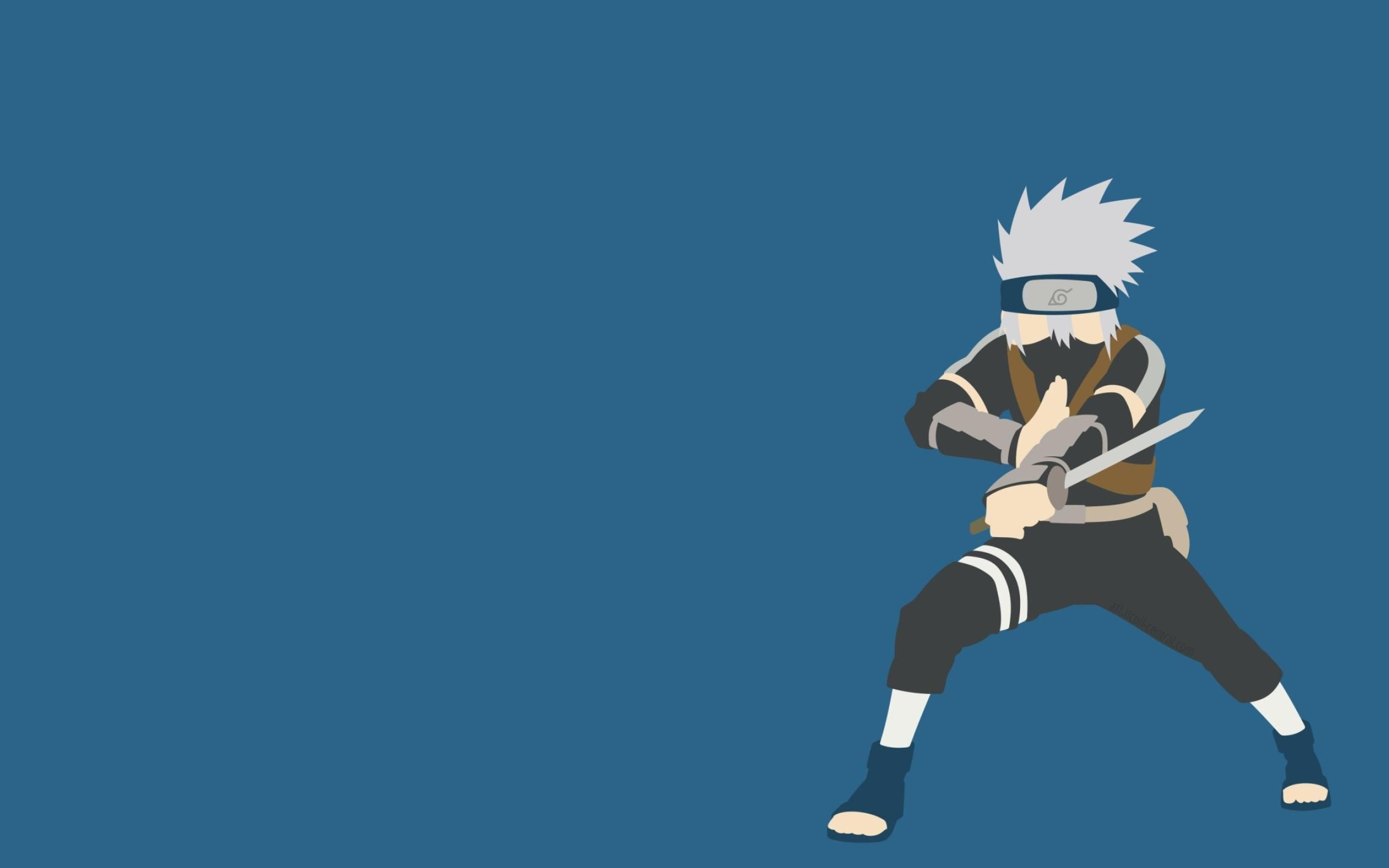 Young Kakashi Hatake, White Light Chakra Sabre, minimalist vector art, HD Desktop wallpaper