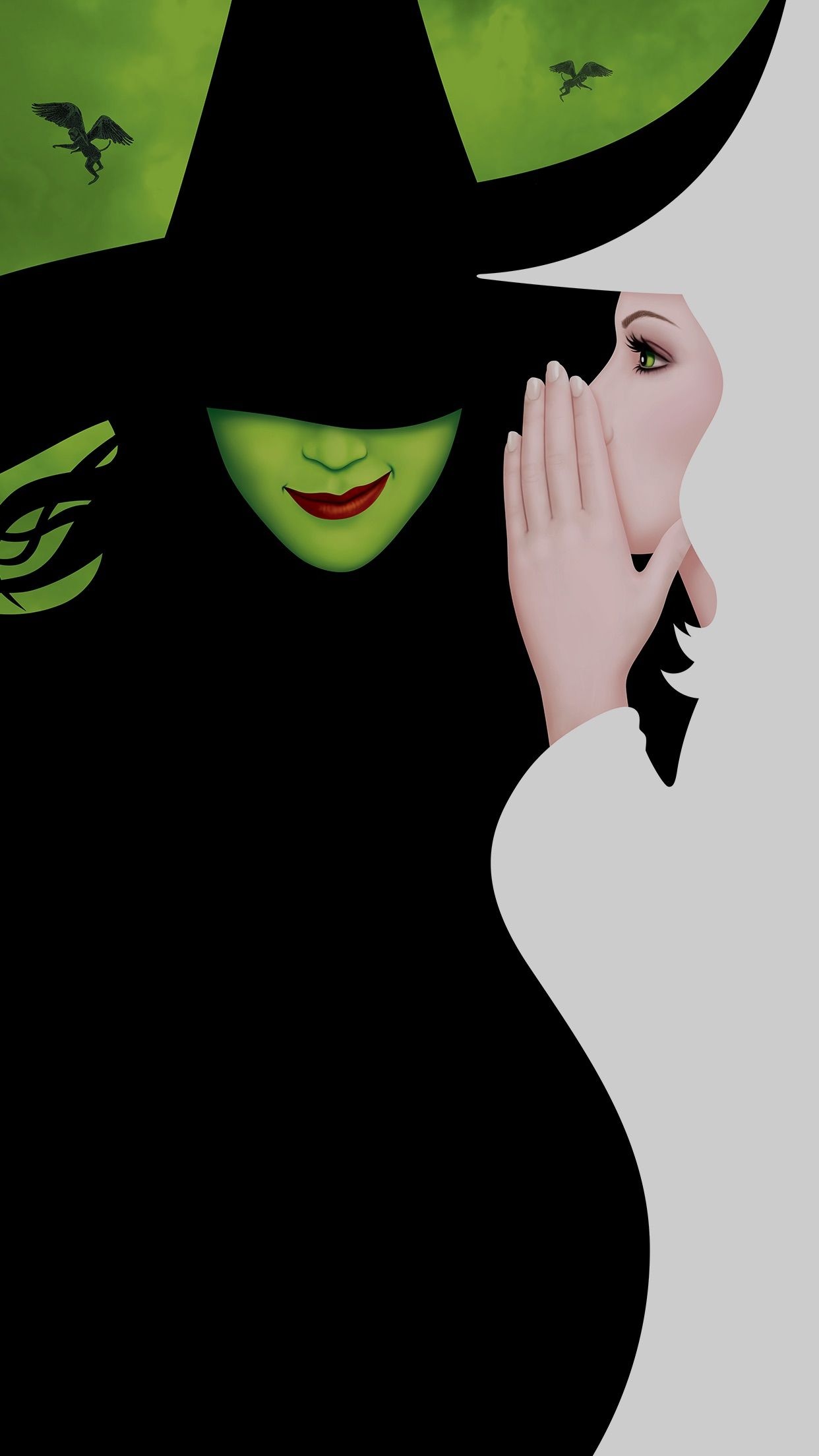 Wicked, Defying gravity, Fantasy musical, Elphaba and Glinda, 1250x2210 HD Phone