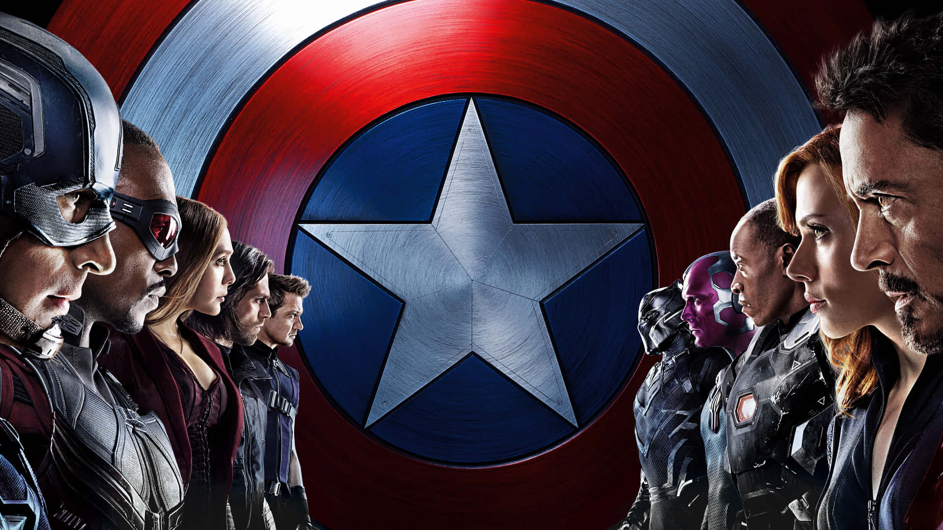 Captain America's shield, Captain America: Civil War, Iron Man, Captain America, Black Widow, Full HD Desktop wallpaper