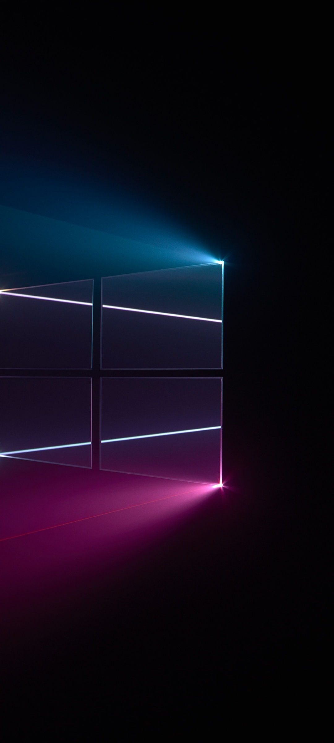 Windows 10 Hero logo, neon volumetric light rays, blue magenta light beams, HD Phone wallpaper