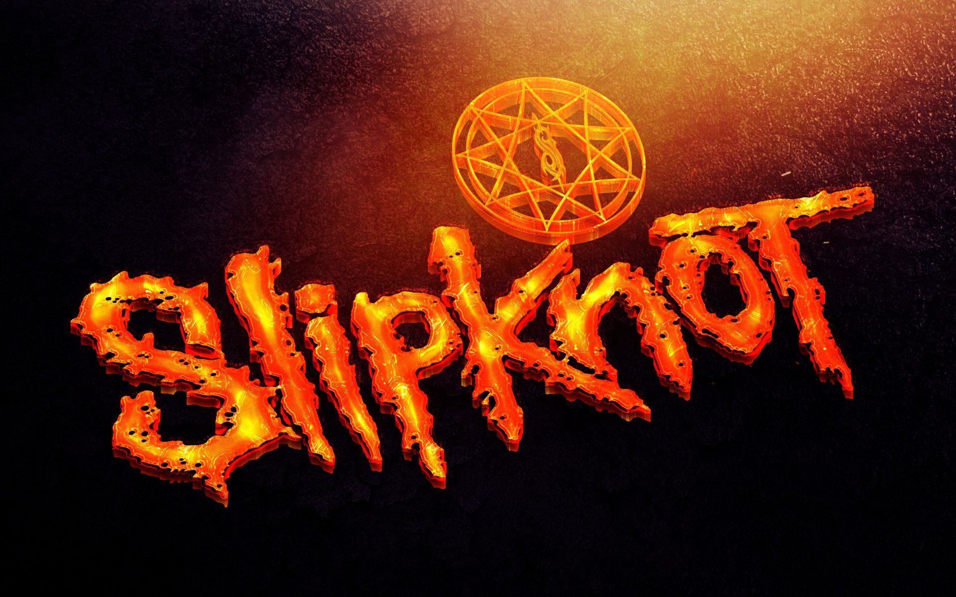 Slipknot logo, Slipknot nonagram symbol, glowing molten lettering, HD Desktop wallpaper